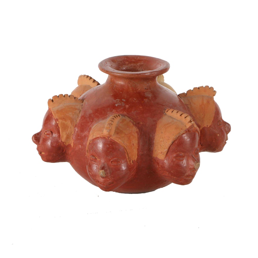 Mama Mono Pre Columbian Influenced Earthenware Vase