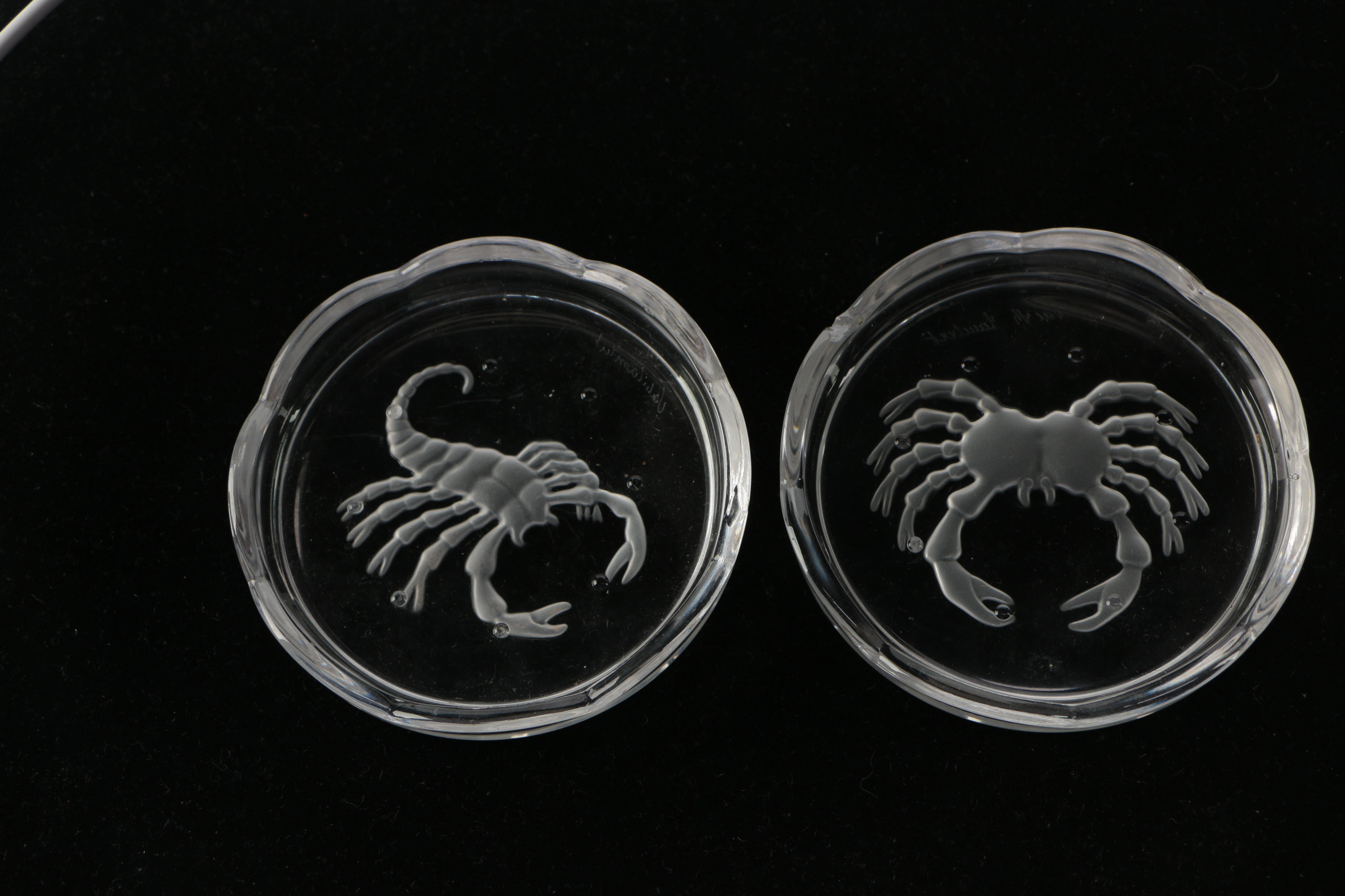 Val St. Lambert "Zodiac" Coasters