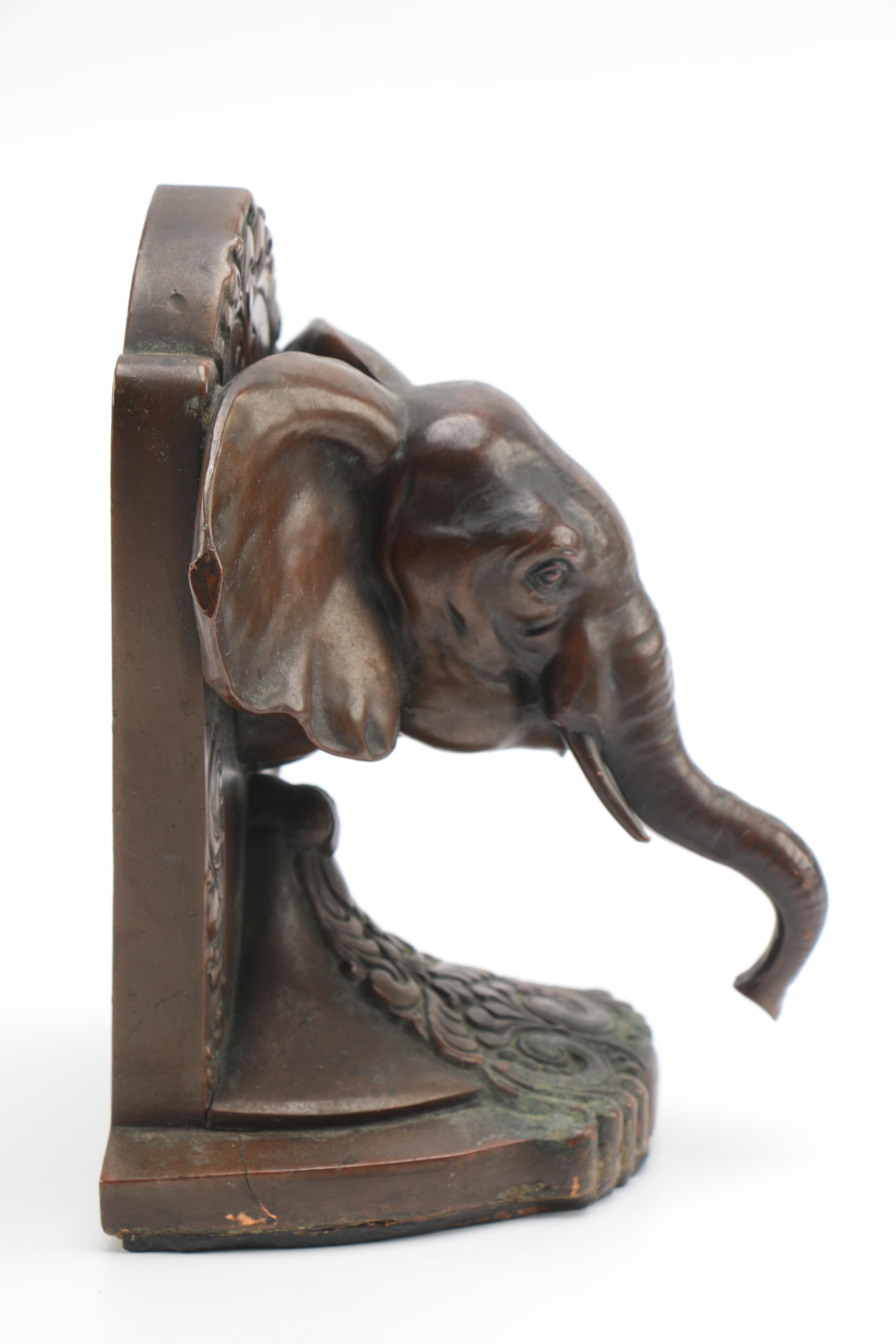 Weighted Bronze Elephant Bookends