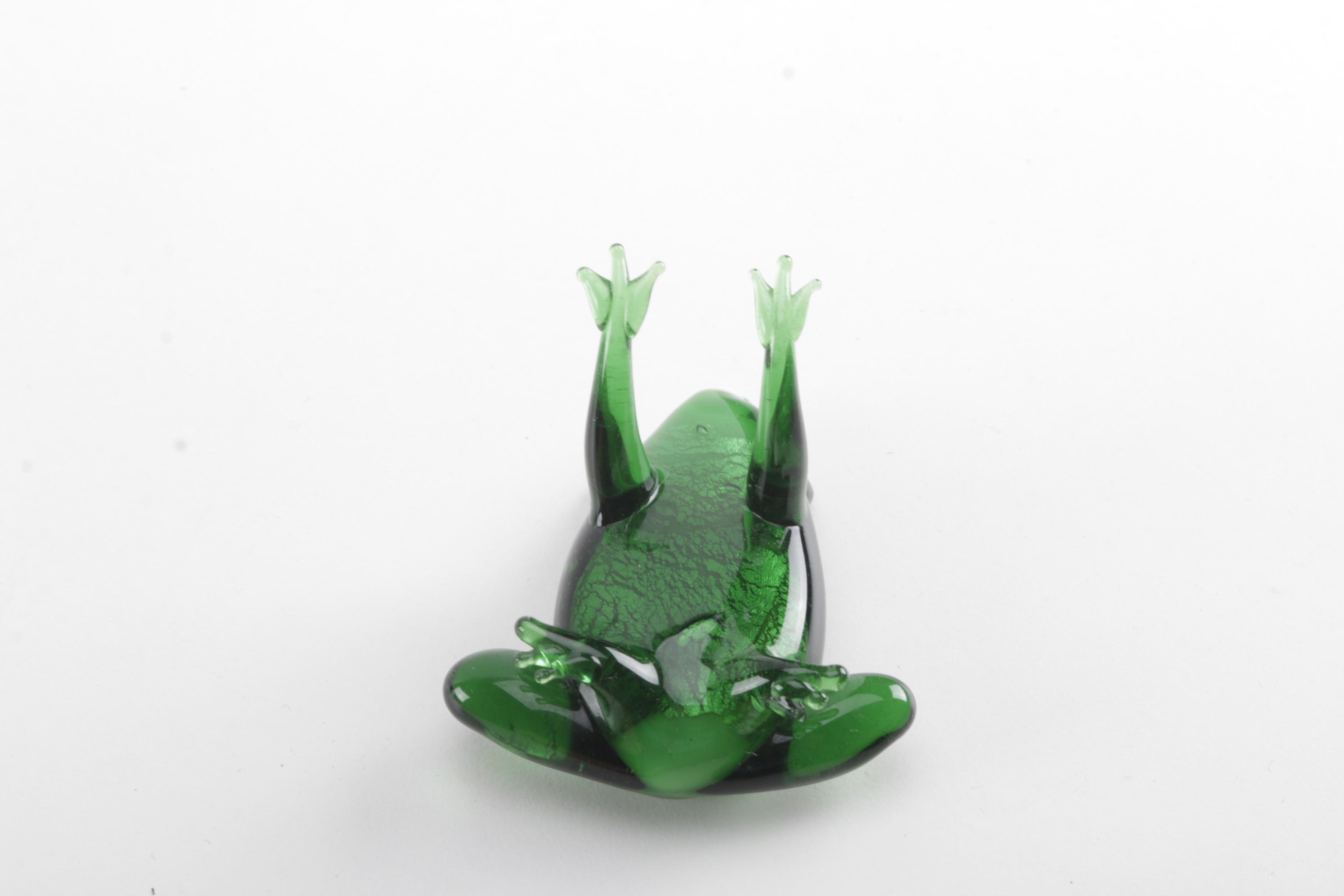 Green Tinted Glass Frog Figurines