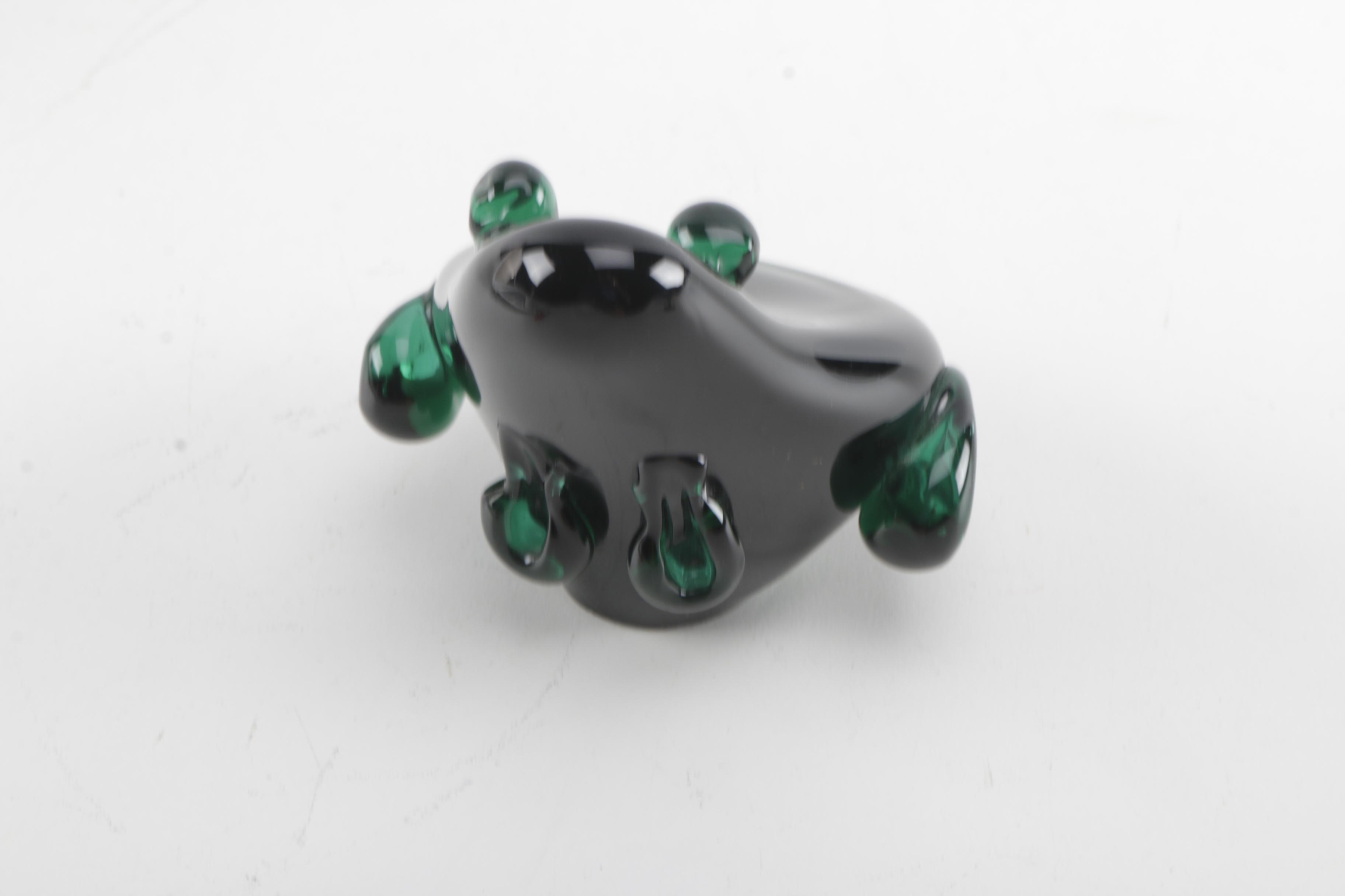 Green Tinted Glass Frog Figurines