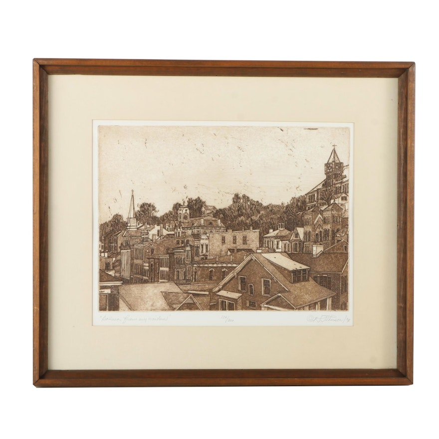 H.J Theeson Limited Edition Etching "From my Window"