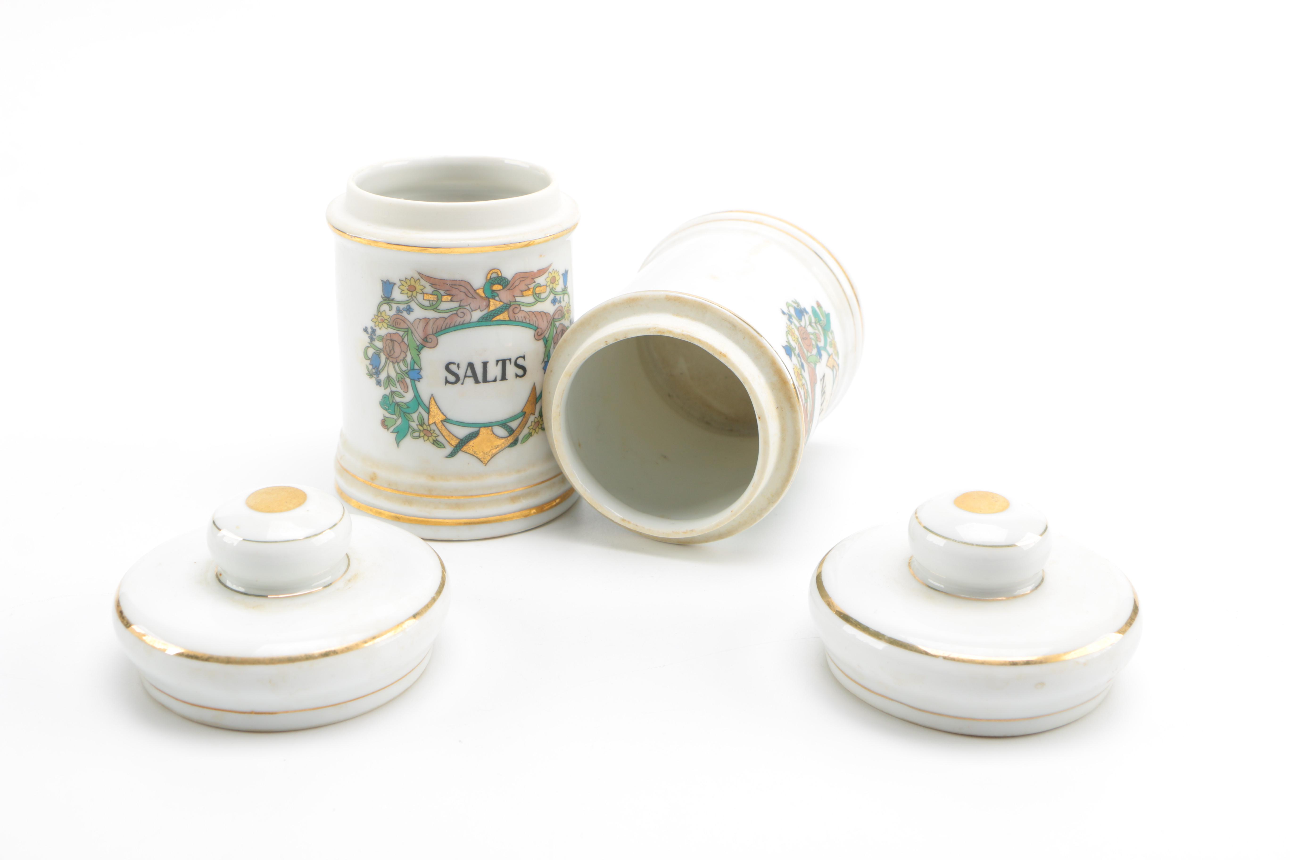 Vintage Porcelain Vanity Jar Set