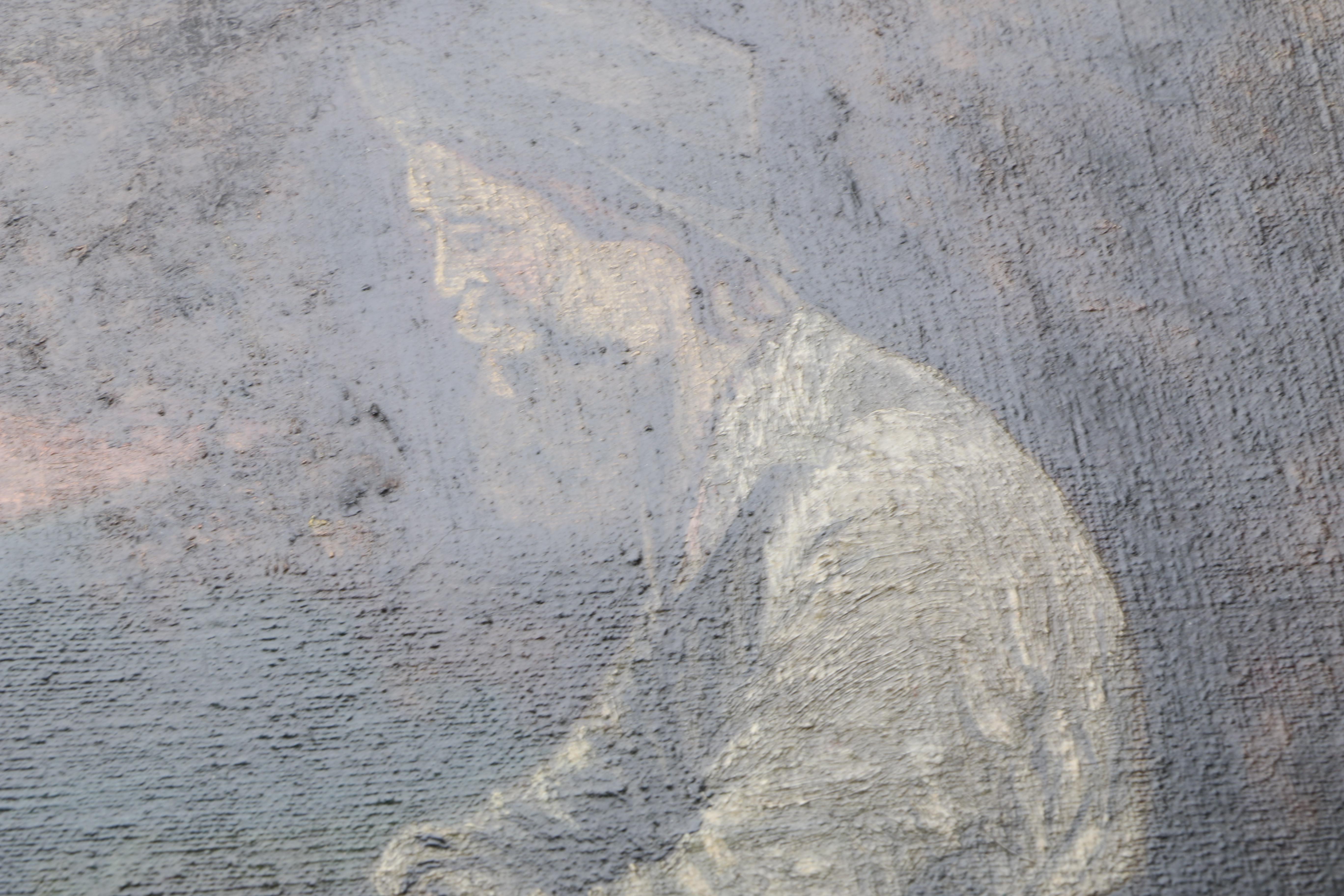 Oil Painting on Canvas of Shepherd Overlooking Flock