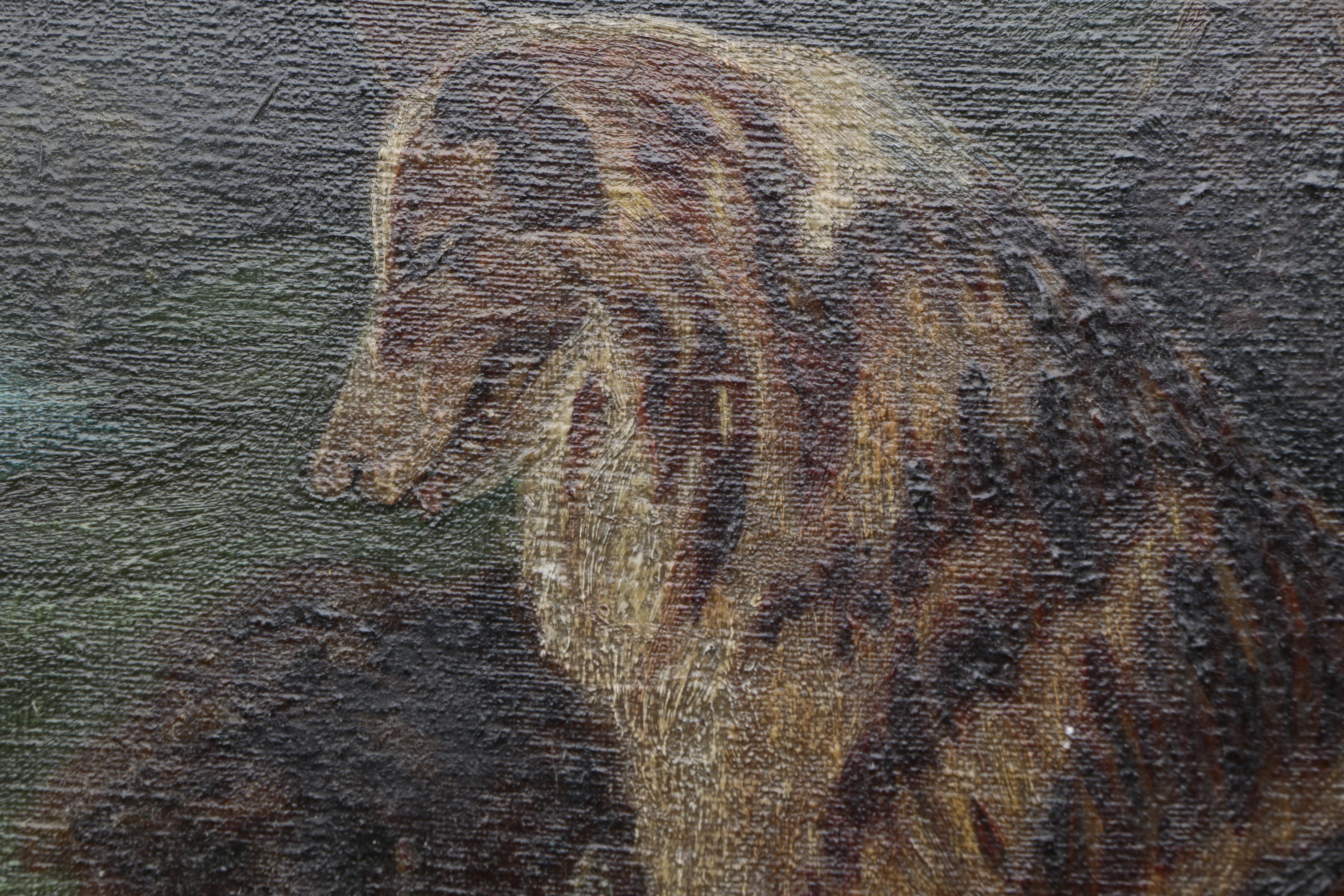 Oil Painting on Canvas of Shepherd Overlooking Flock