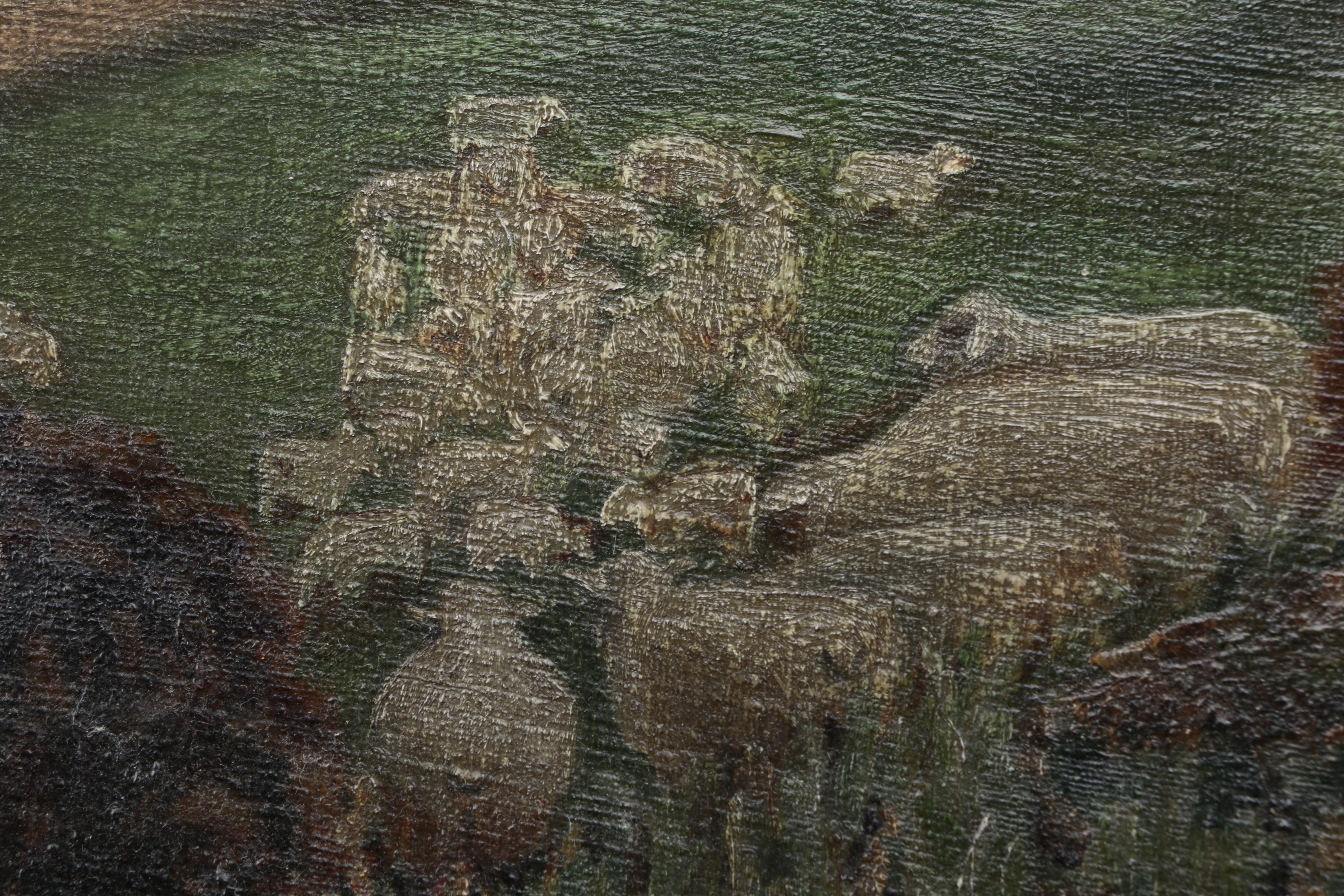 Oil Painting on Canvas of Shepherd Overlooking Flock