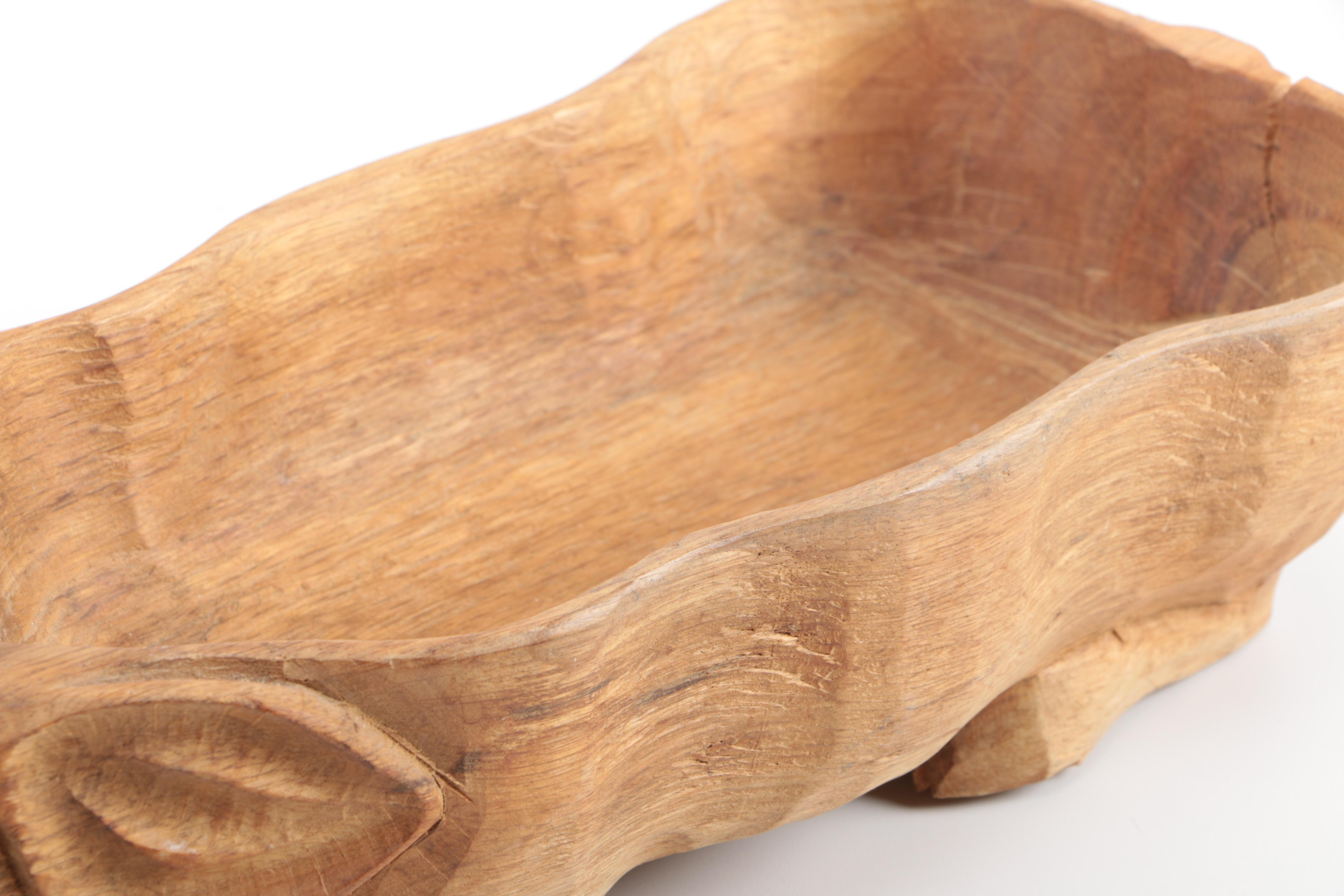 Hand-Carved Wooden Pig Bowl