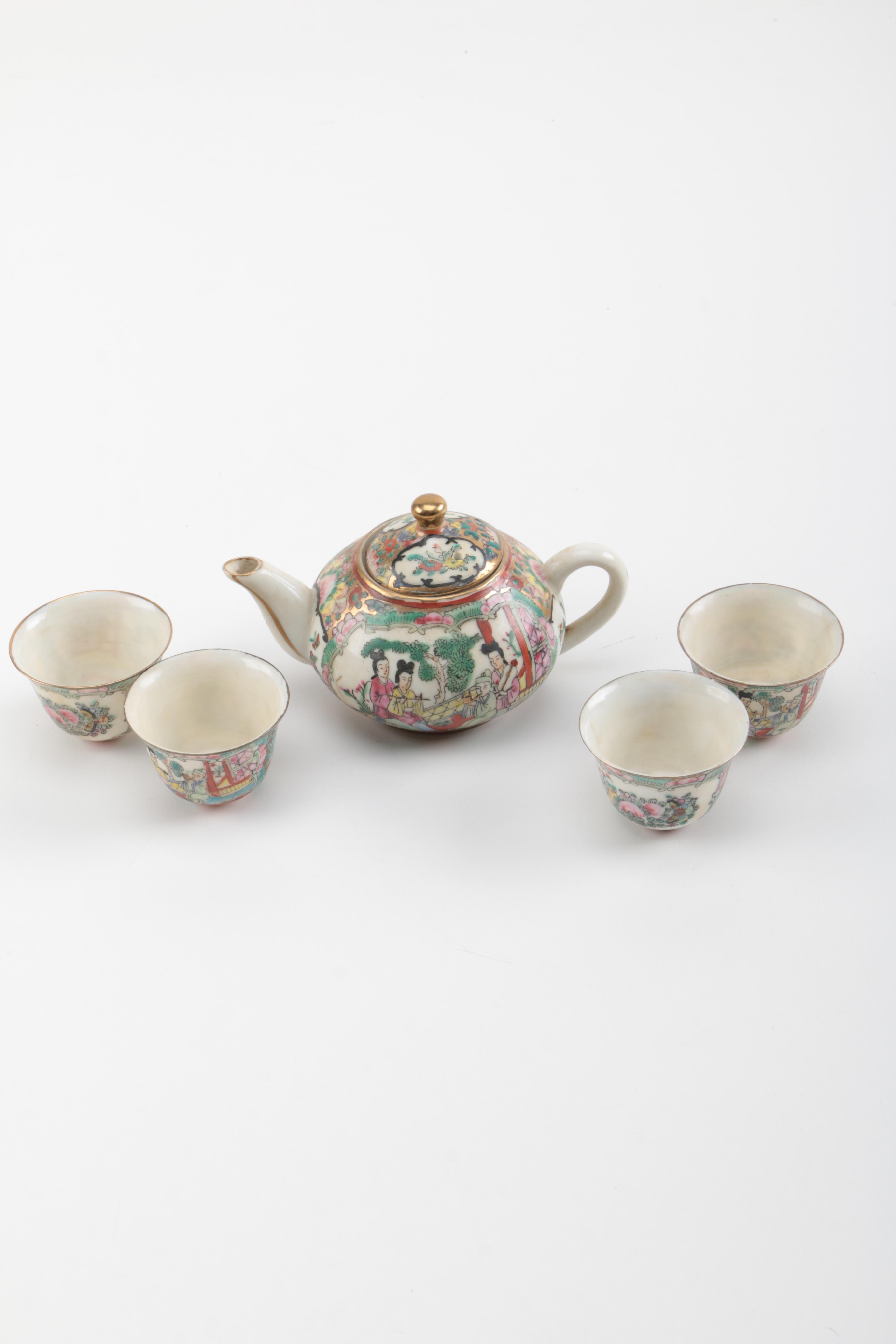 Miniature Rose Medallion Porcelain Tea Set