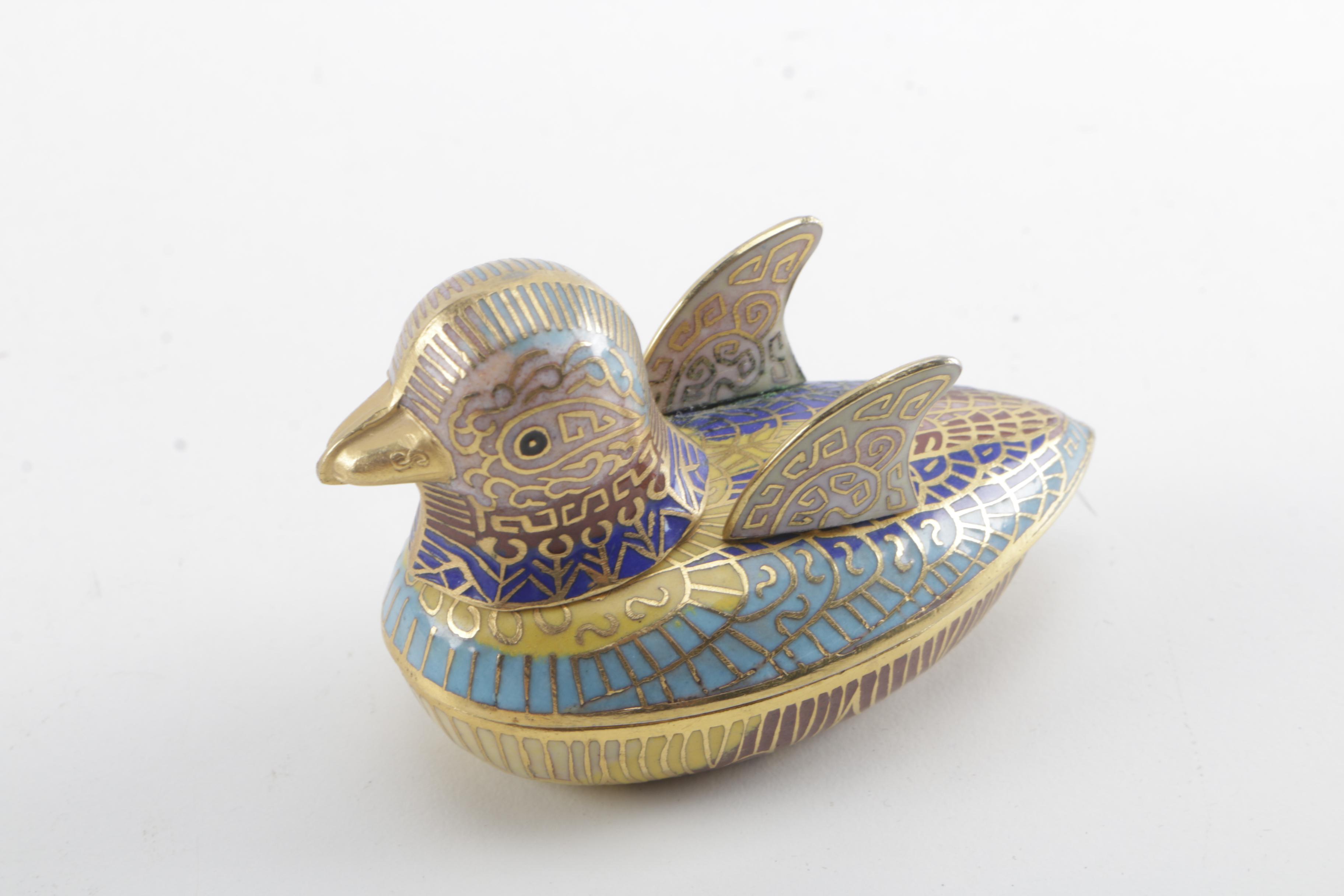 Pair of Cloisonné Duck Covered Boxes