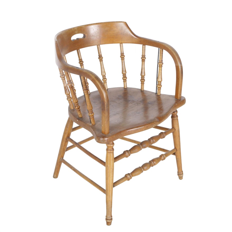 Vintage Ash Captain's Style Chair