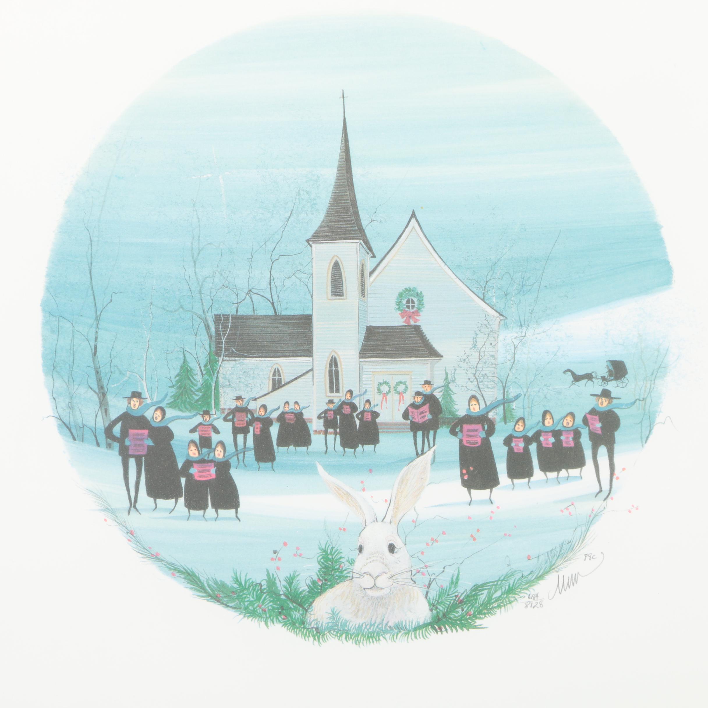 Limited Edition Offset Lithographs After P. Buckley Moss Illustrations of Amish Figures