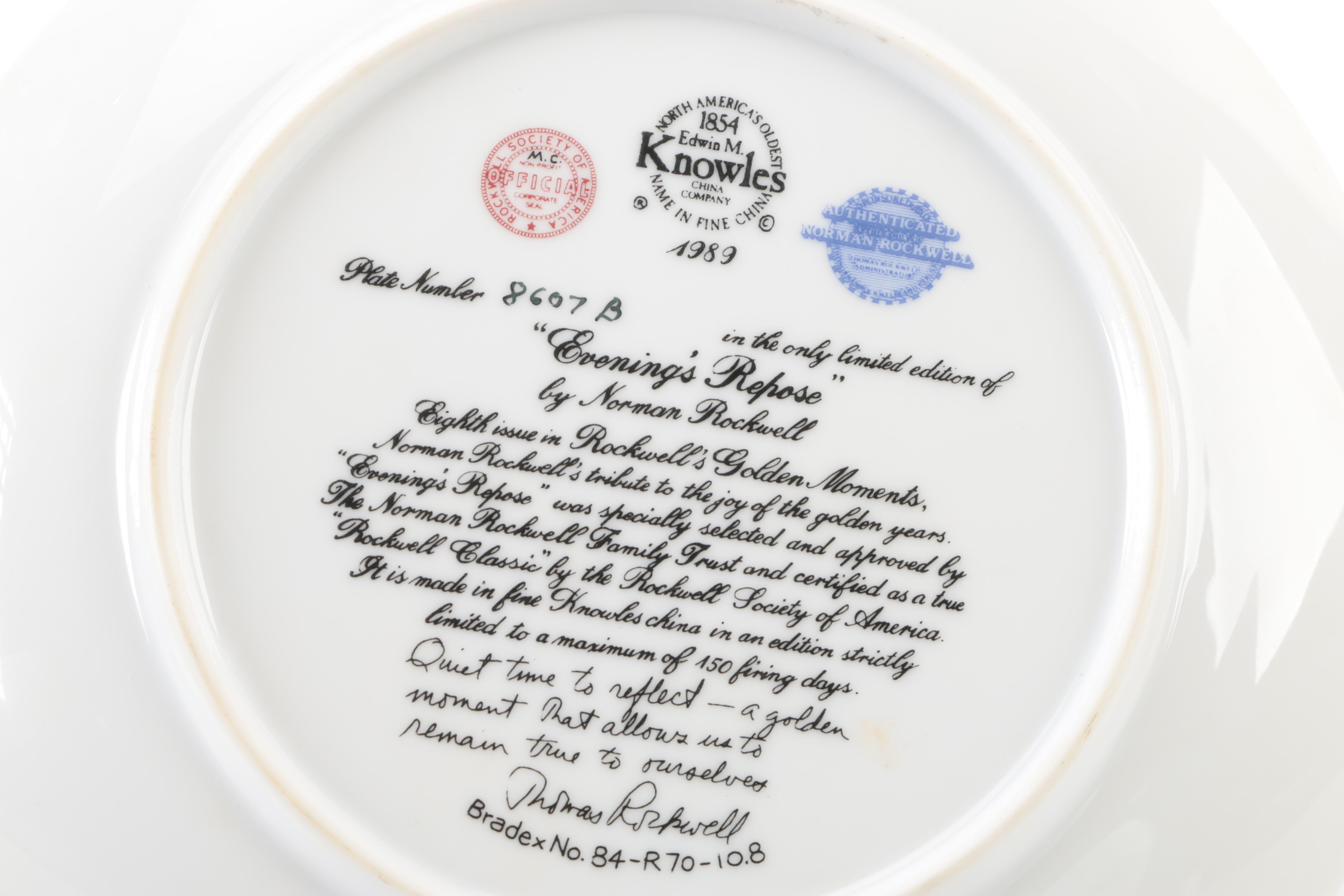 Edwin M. Knowles "Golden Moments" Limited Edition Collector's Plates After Norman Rockwell