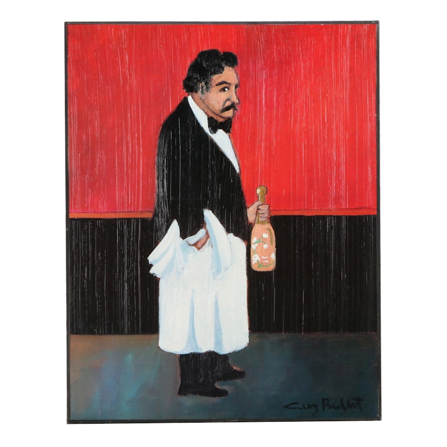 After Guy Buffet Offset Lithograph on Canvas "Monsieur Edgar"