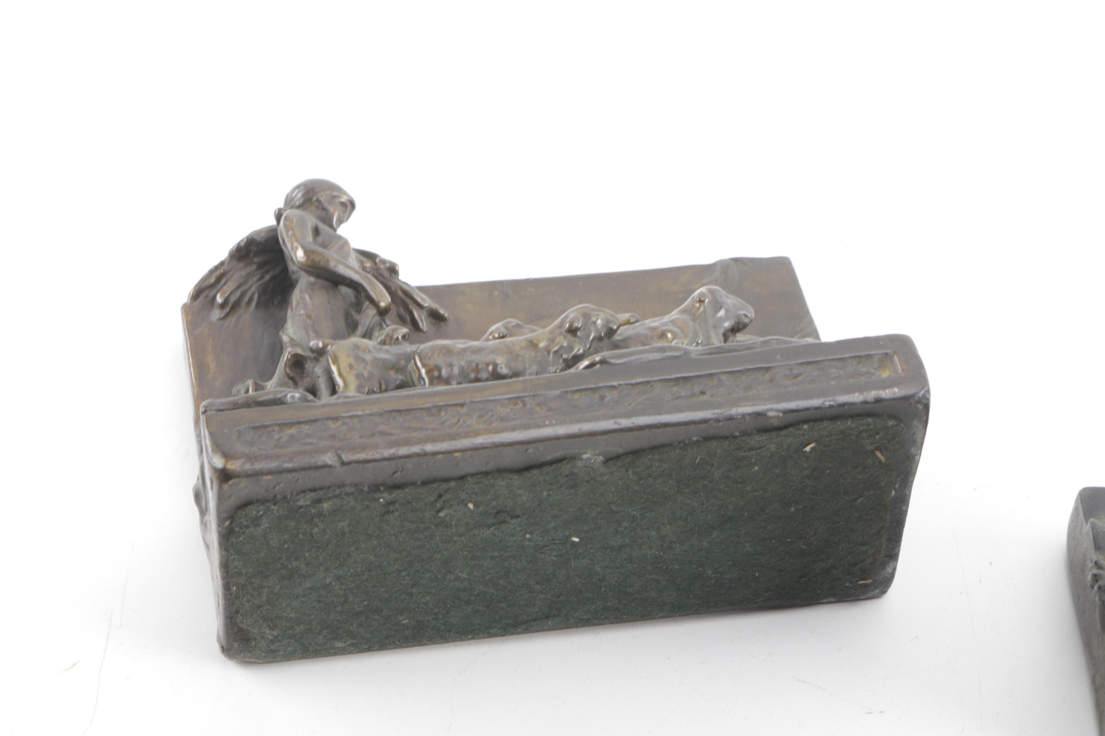 Shepherdess and Sheep Bookends