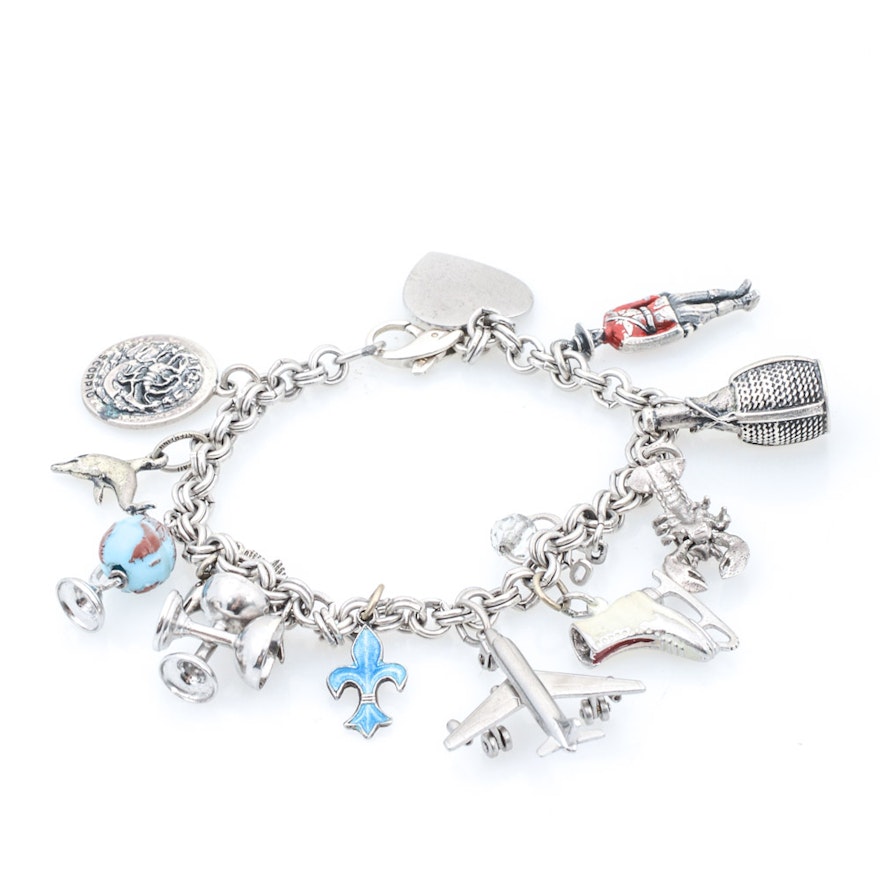 Vintage Danecraft Sterling Silver Charm Bracelet