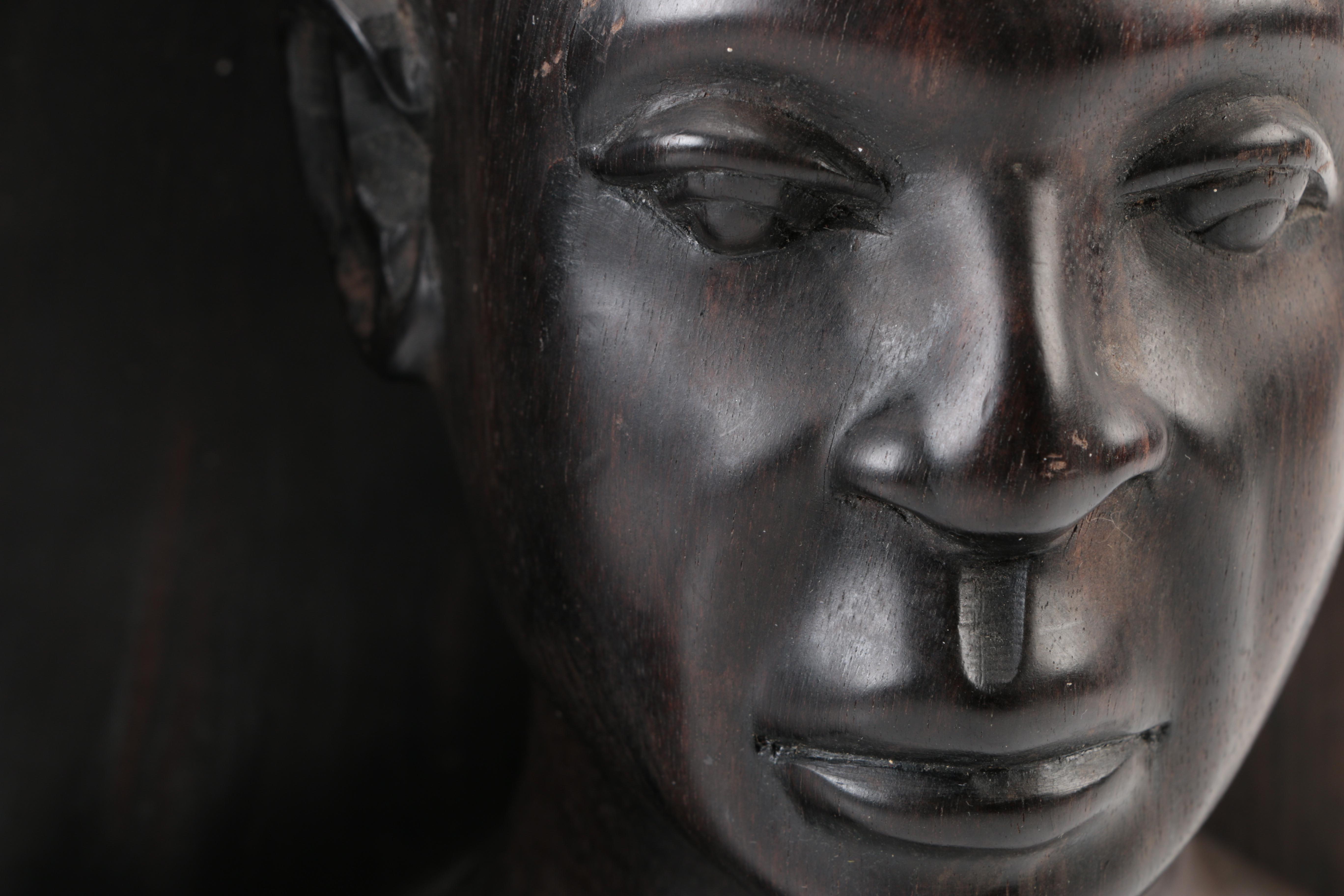 Pair of African Carved Wood Book Ends