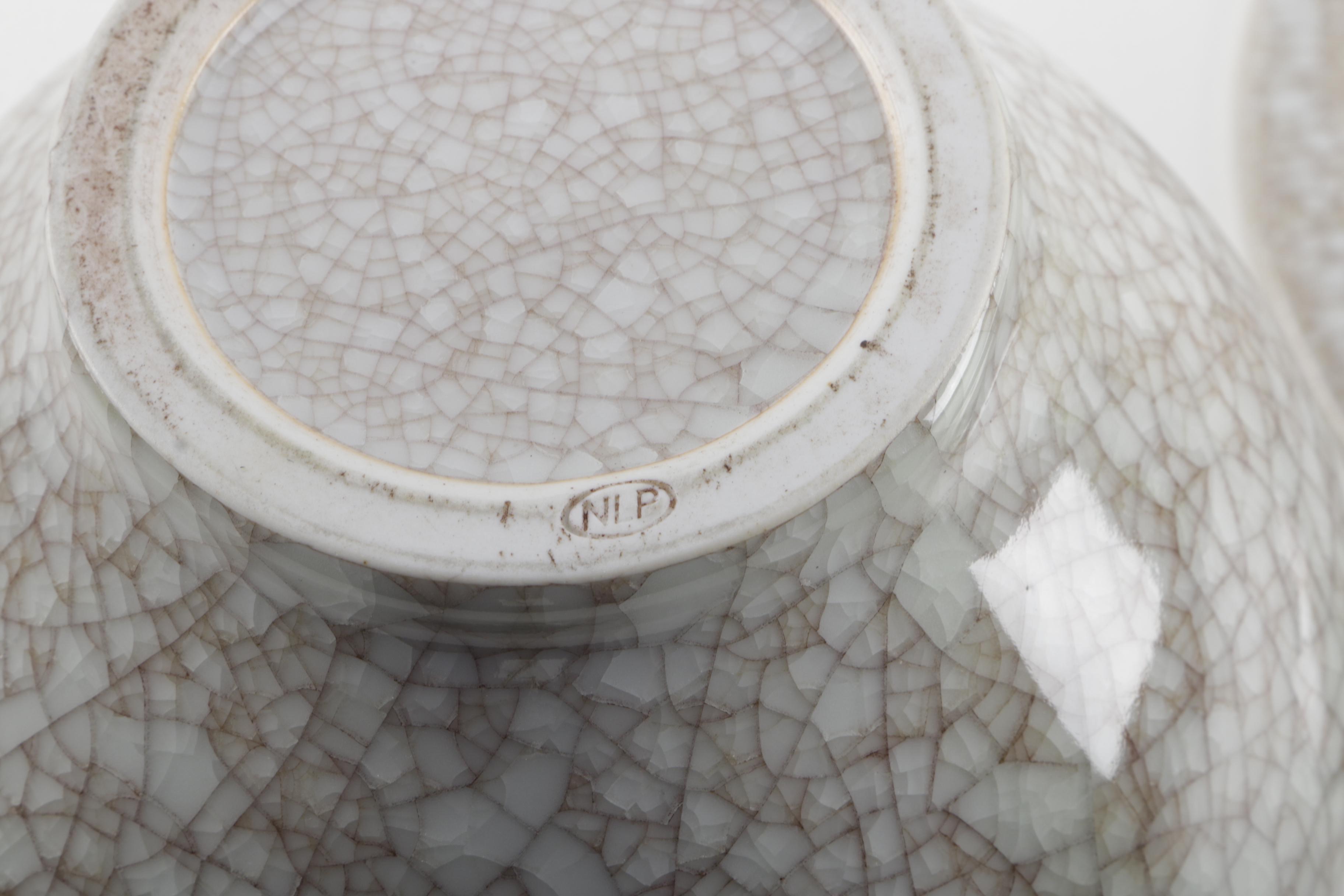 Off-White Art Pottery Vase and Bowl