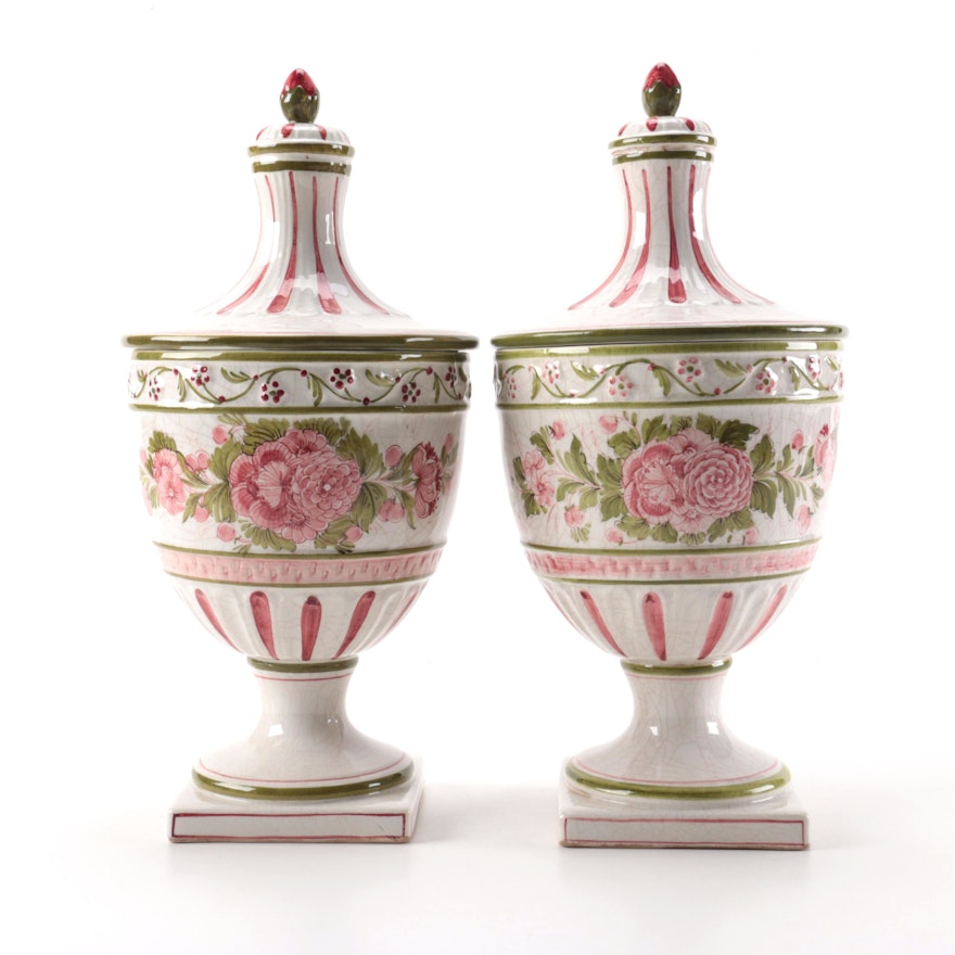Pair Meiselman Imports Italian Ceramic Urns