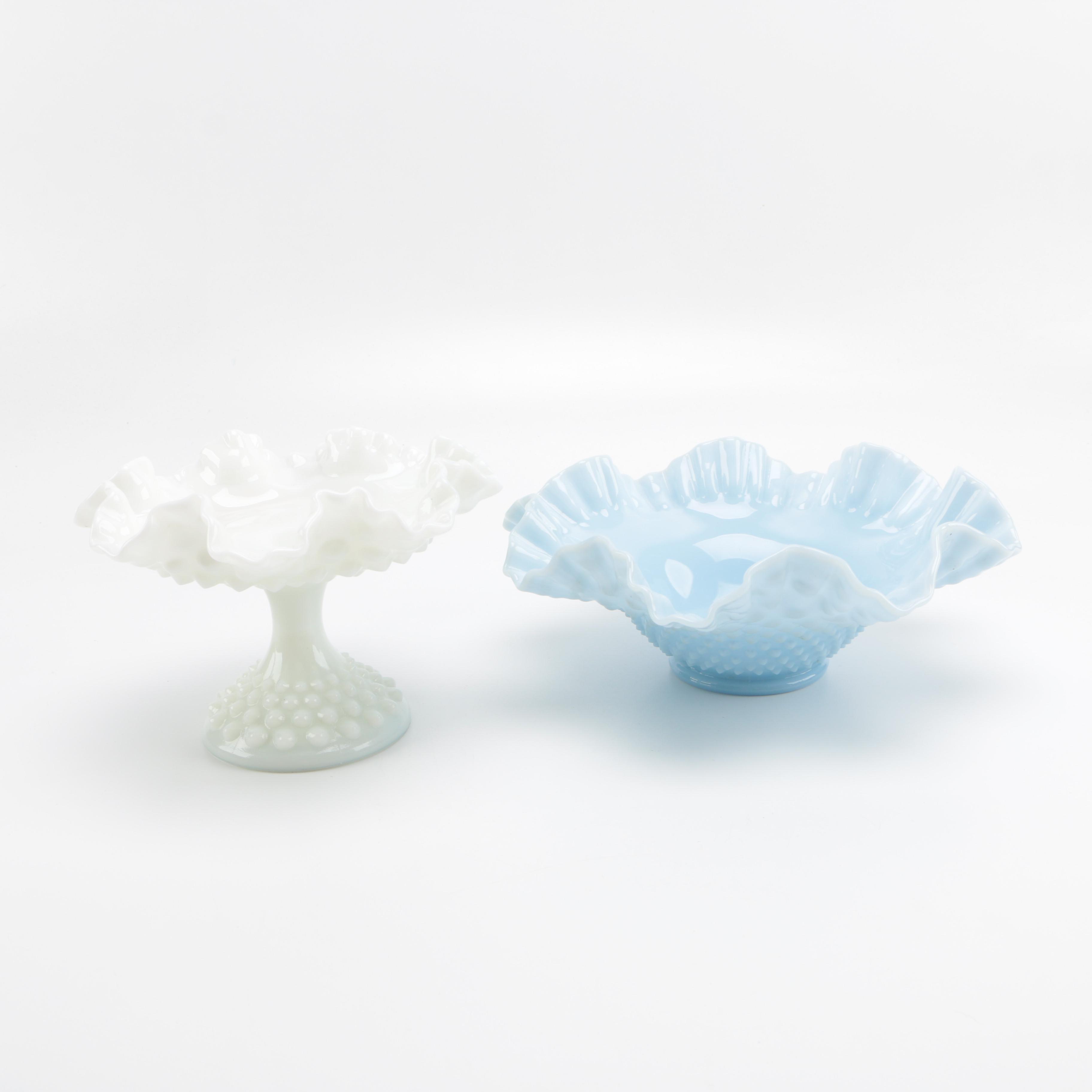 Milk Glass Style Vase and Footed Vase