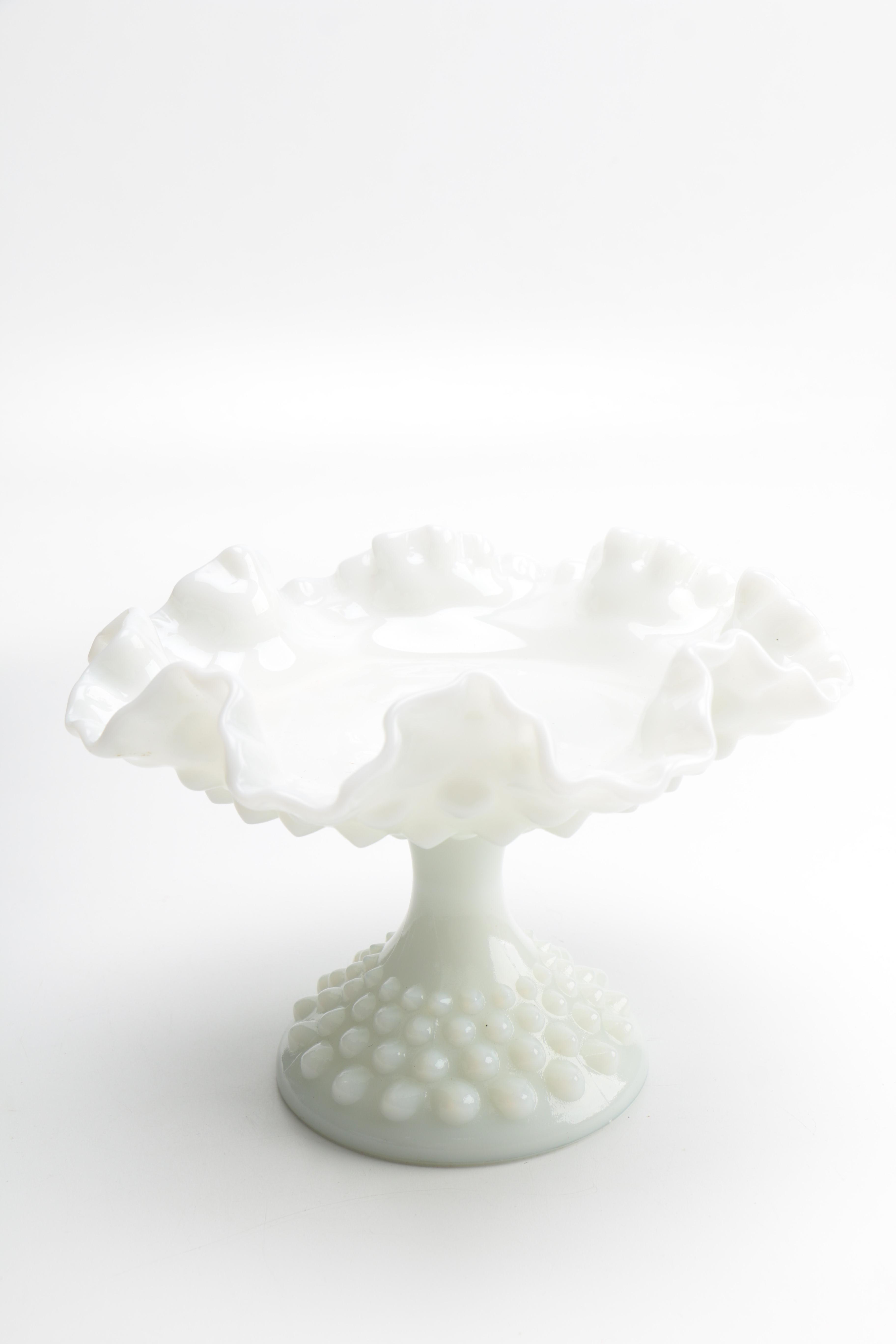 Milk Glass Style Vase and Footed Vase