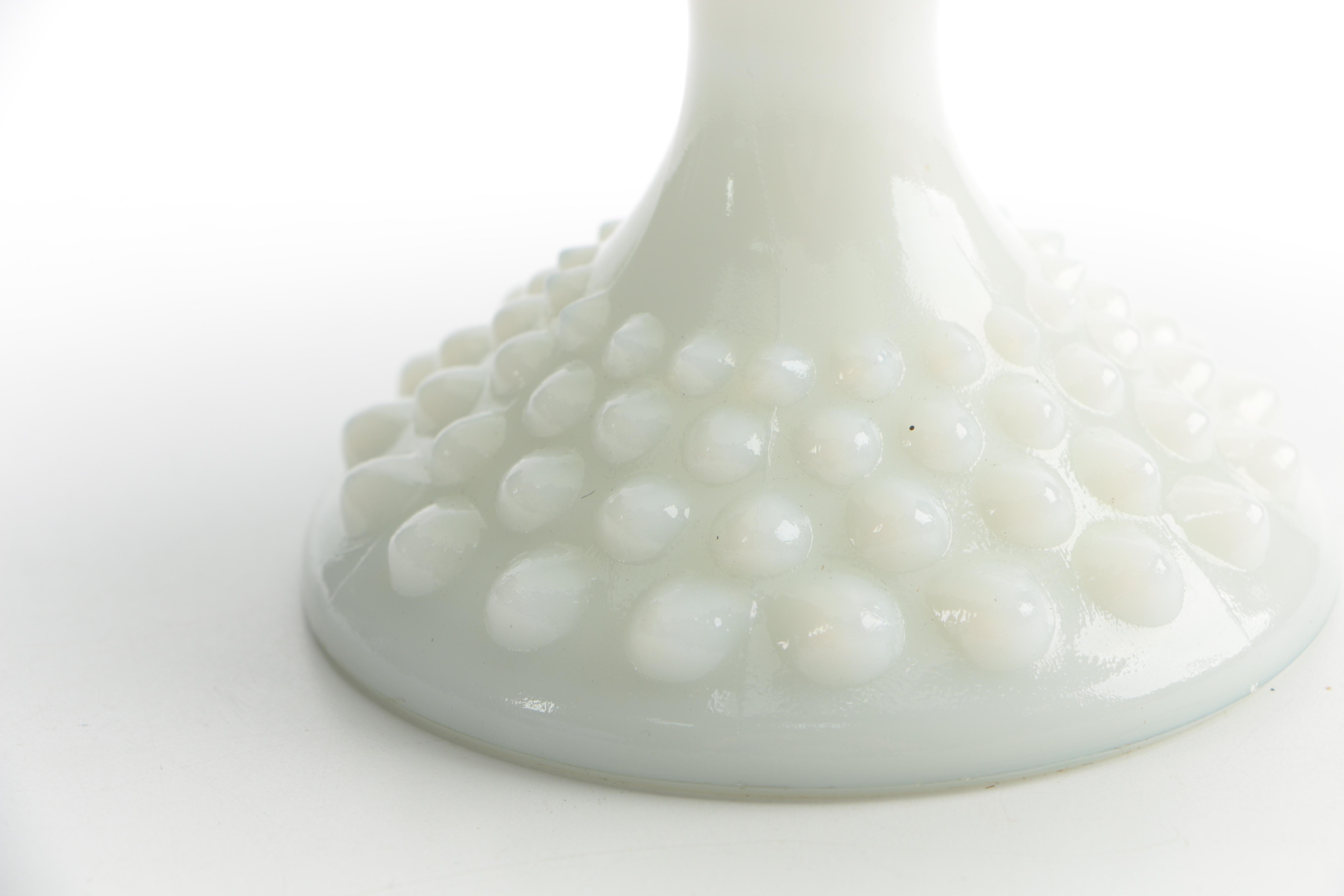 Milk Glass Style Vase and Footed Vase