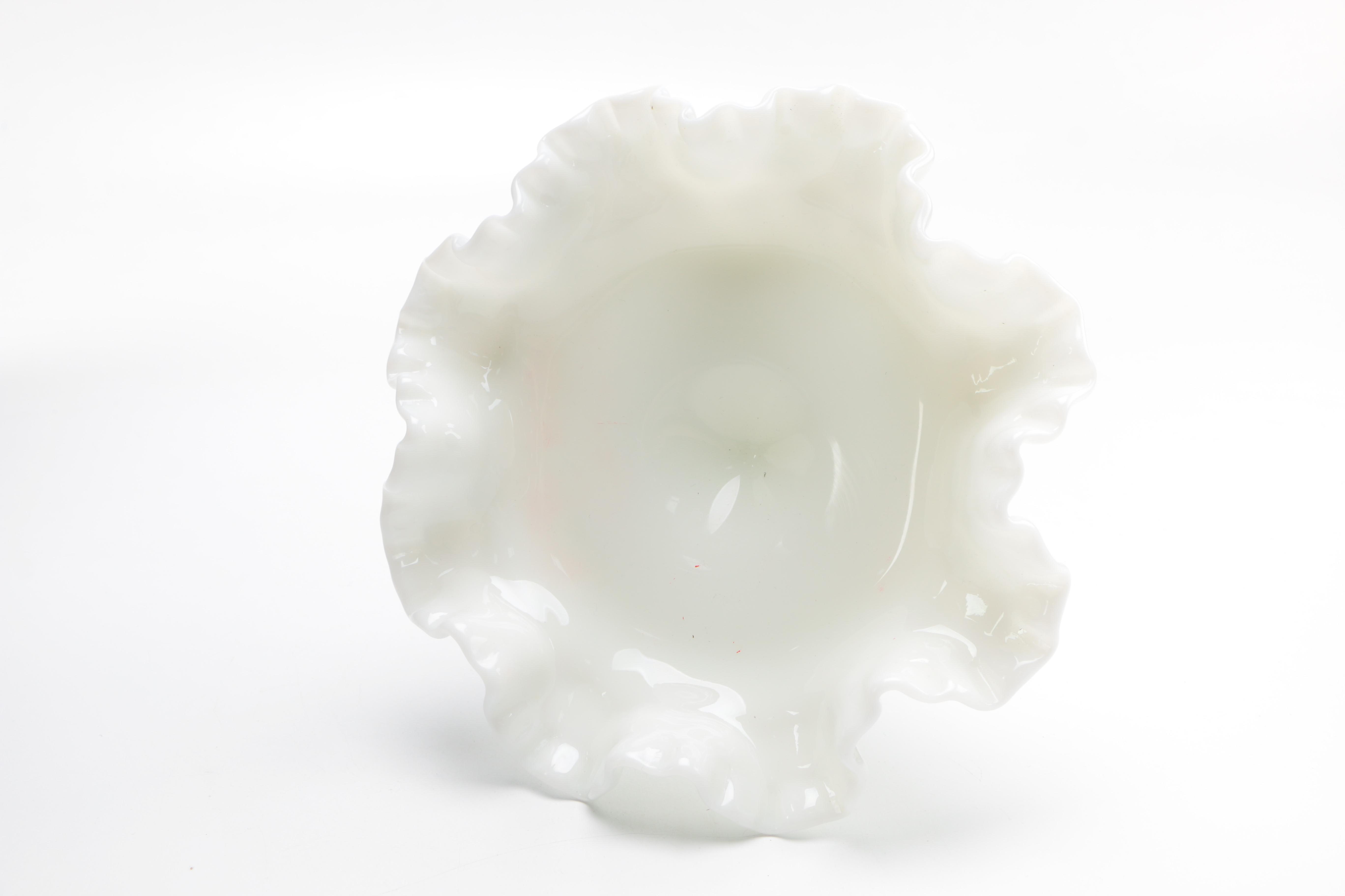 Milk Glass Style Vase and Footed Vase