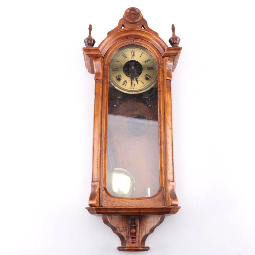 Gold House Cathedral Style Wood Wall Clock