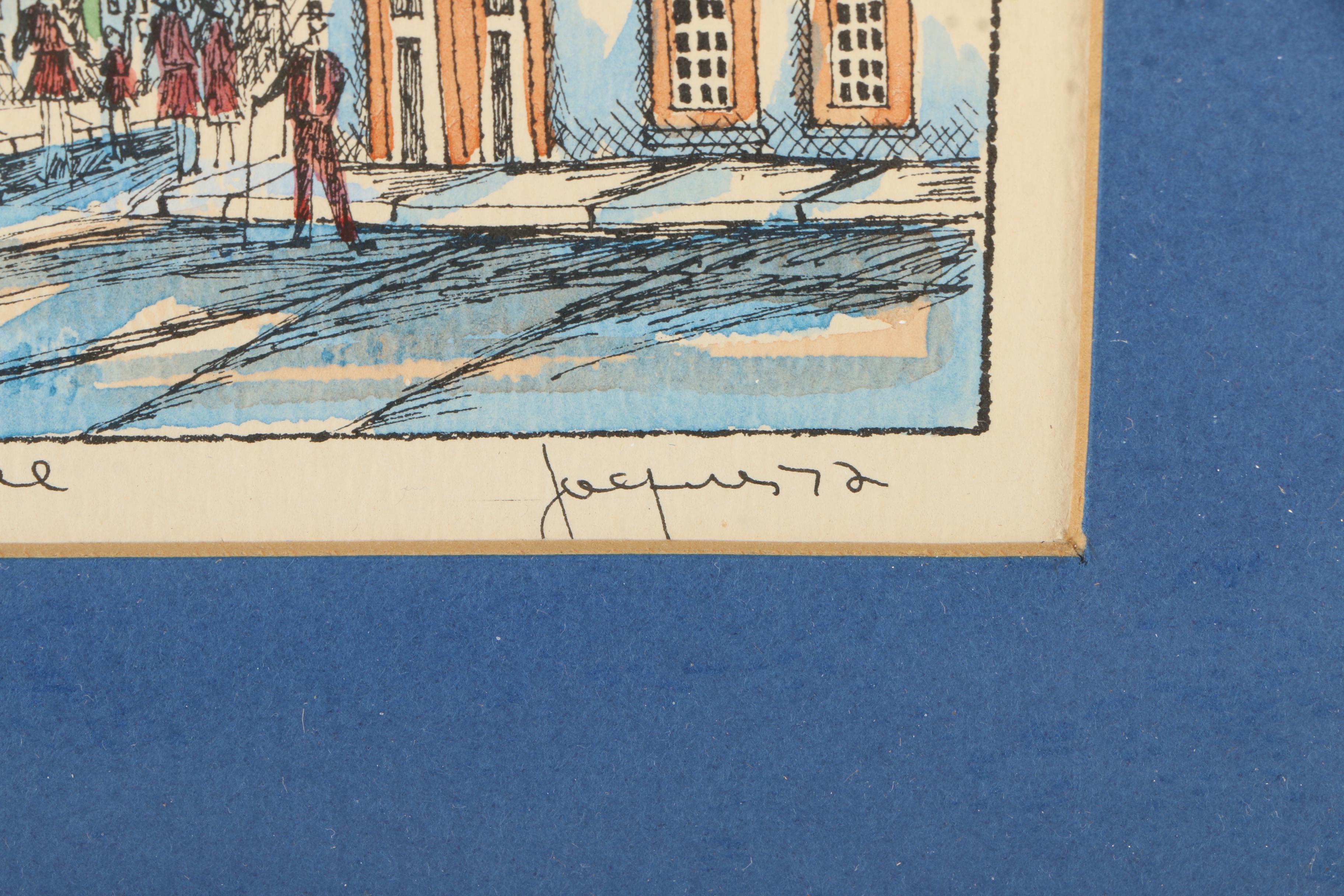 Jacques Hand-Colored Lithographs of Street Scenes