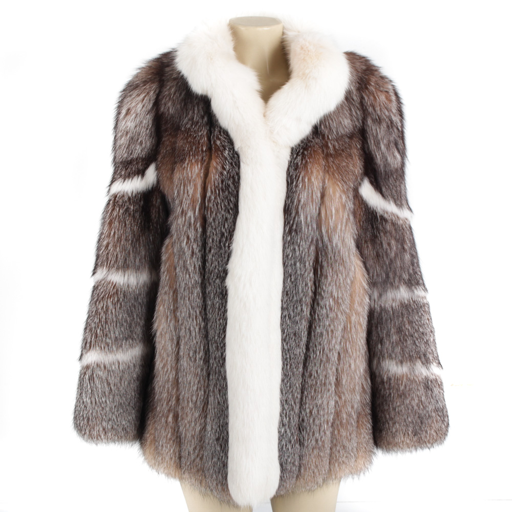 Crystal and Arctic Fox Fur Jacket by Modele Chombert