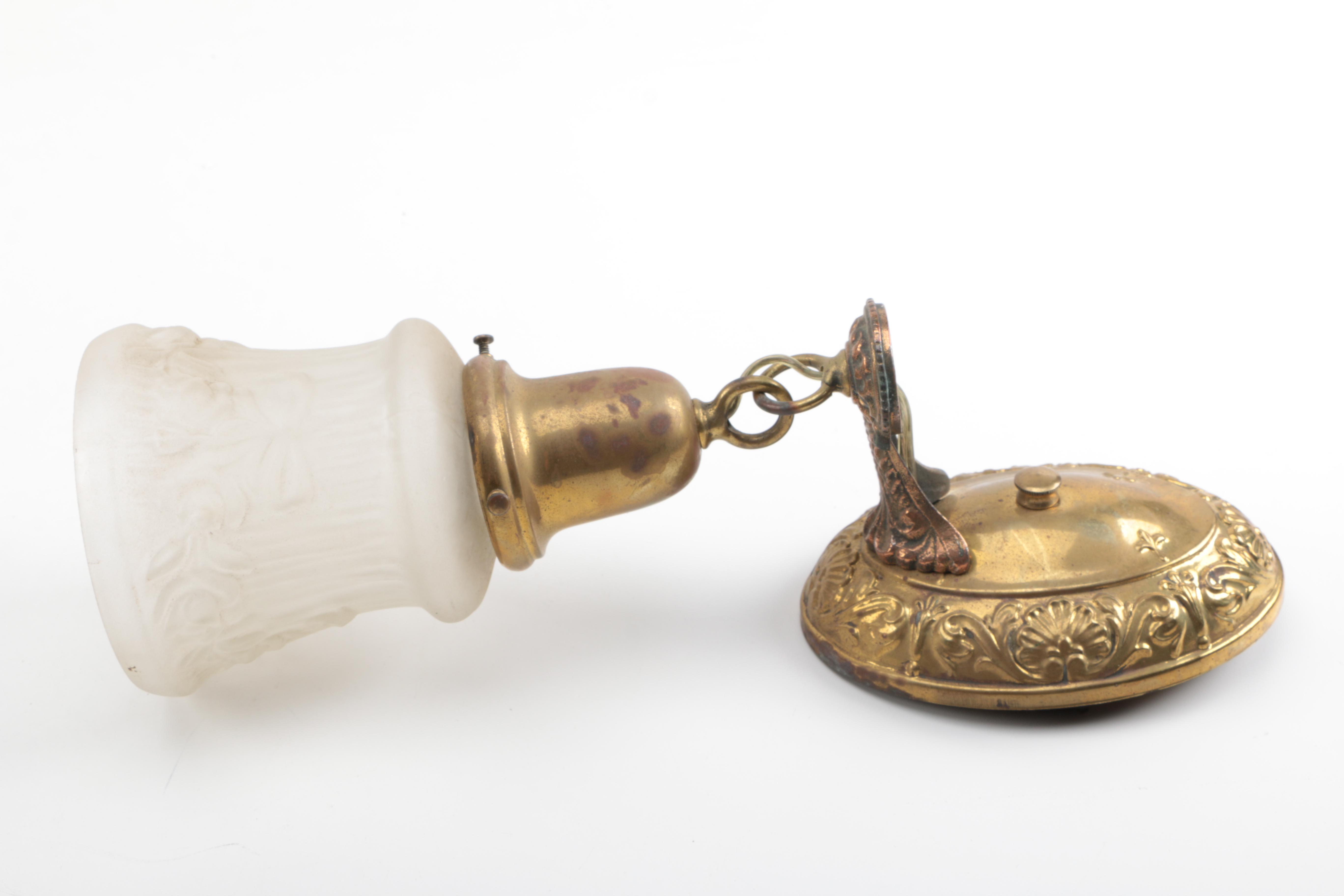 Early 20th Century Brass and Glass Wall Sconces