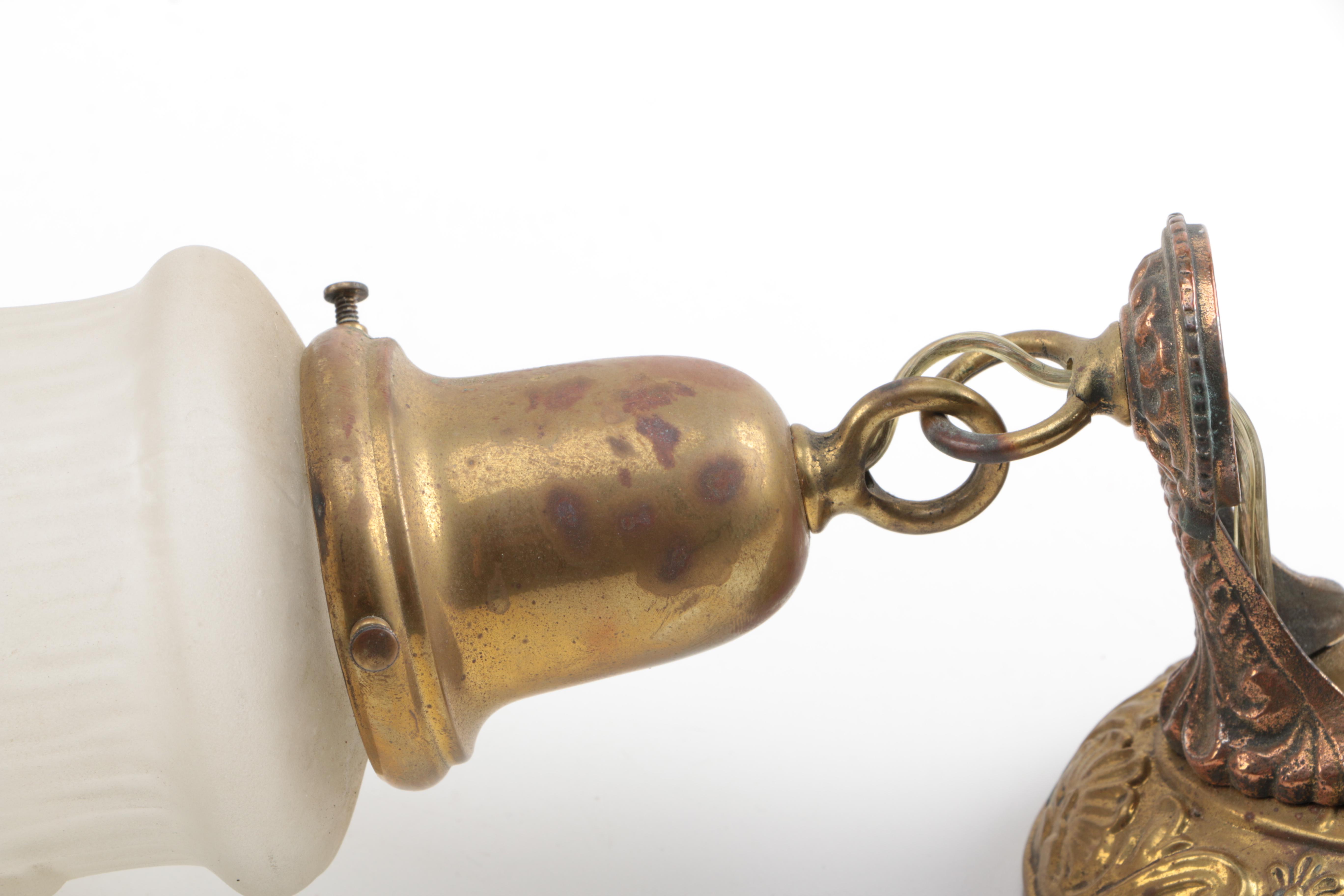 Early 20th Century Brass and Glass Wall Sconces