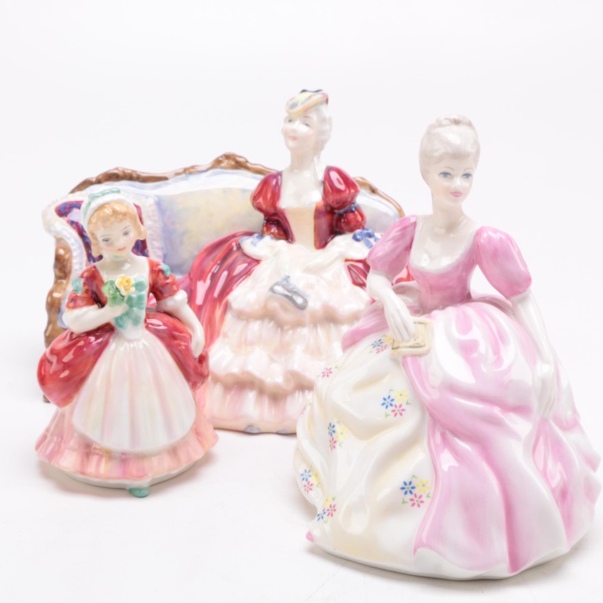 Porcelain Figurines Including Royal Doulton "Valerie"