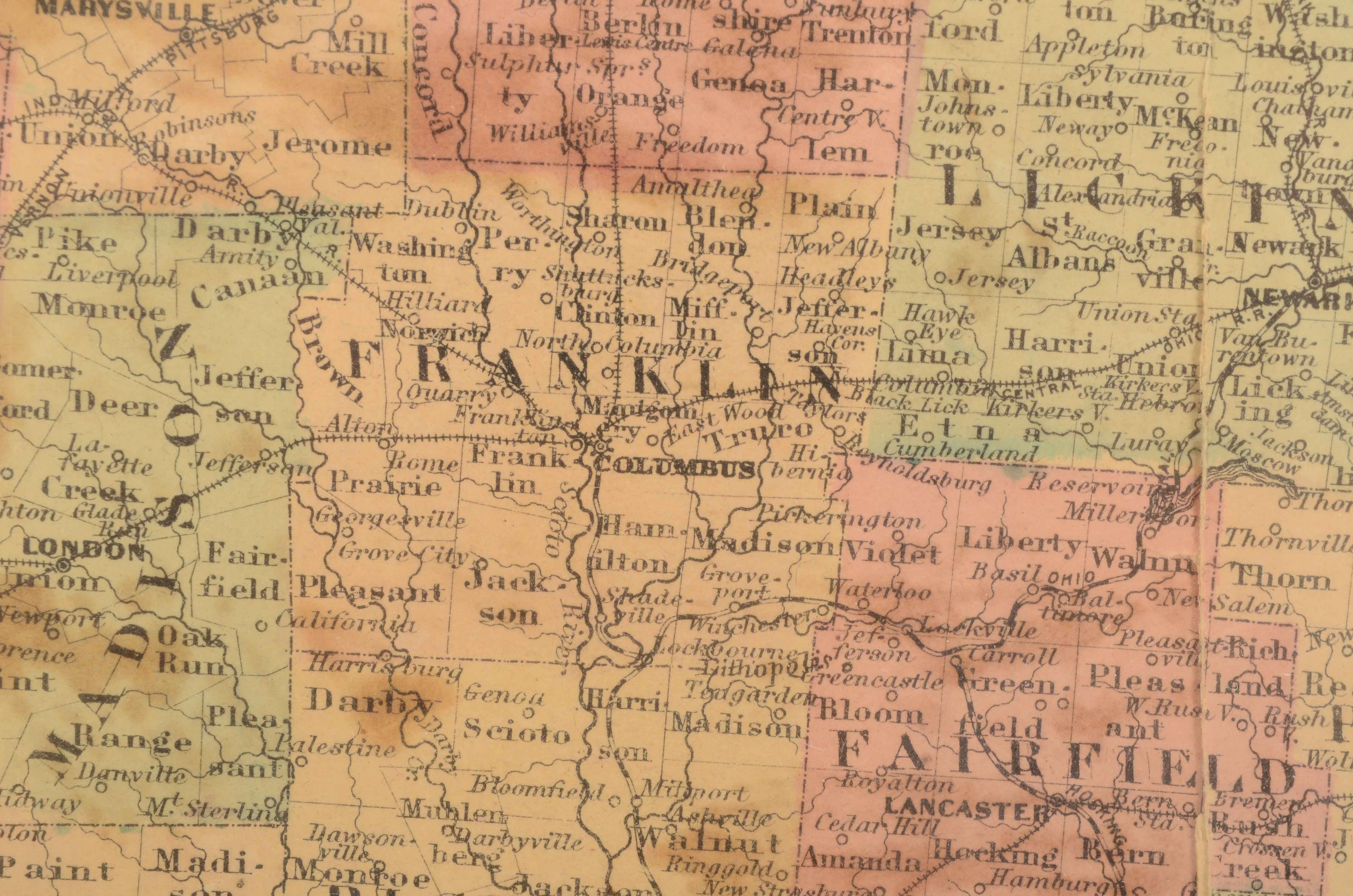 Framed 1864 Map of Ohio