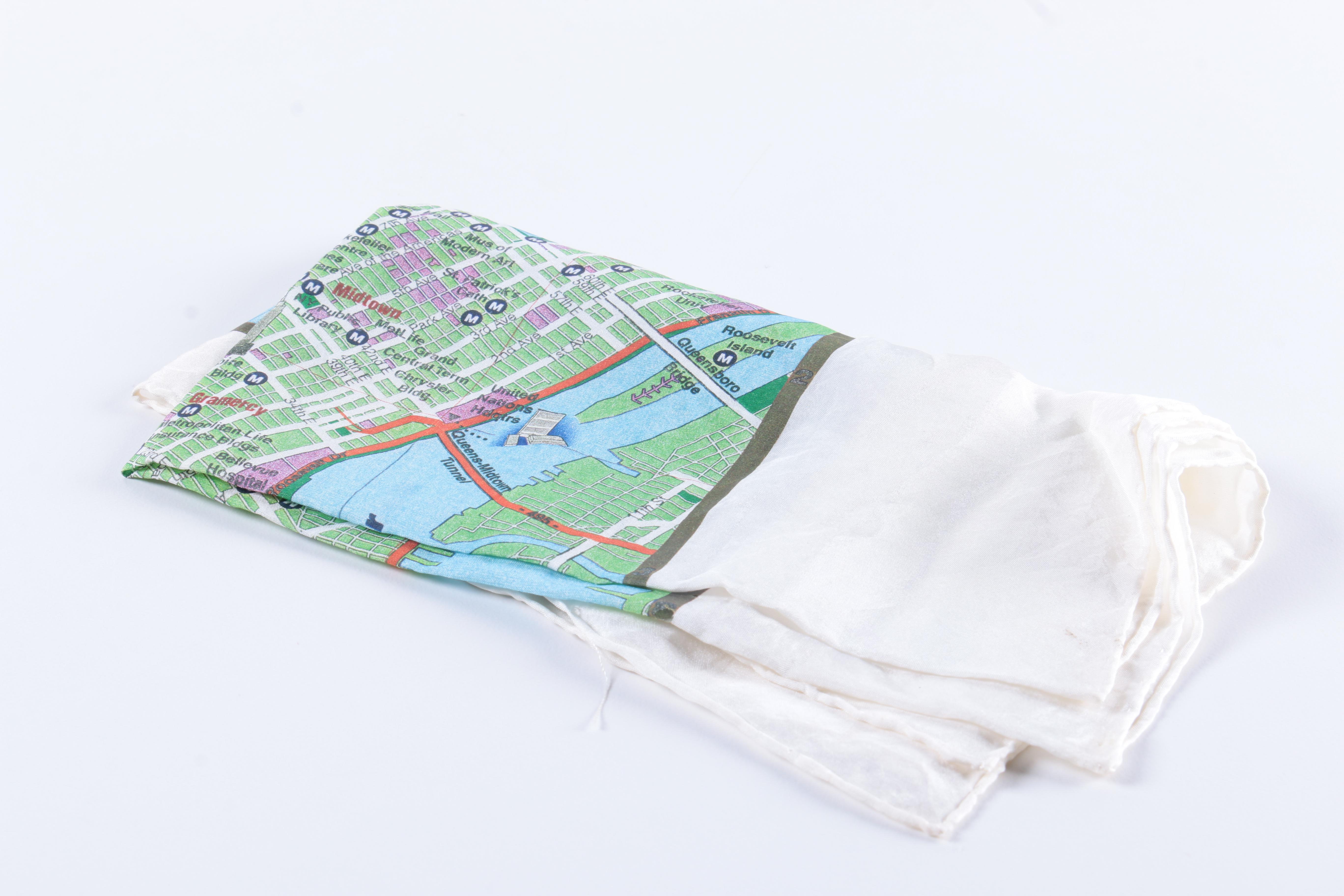 N.Y.C. and London Map Silk Handkerchief