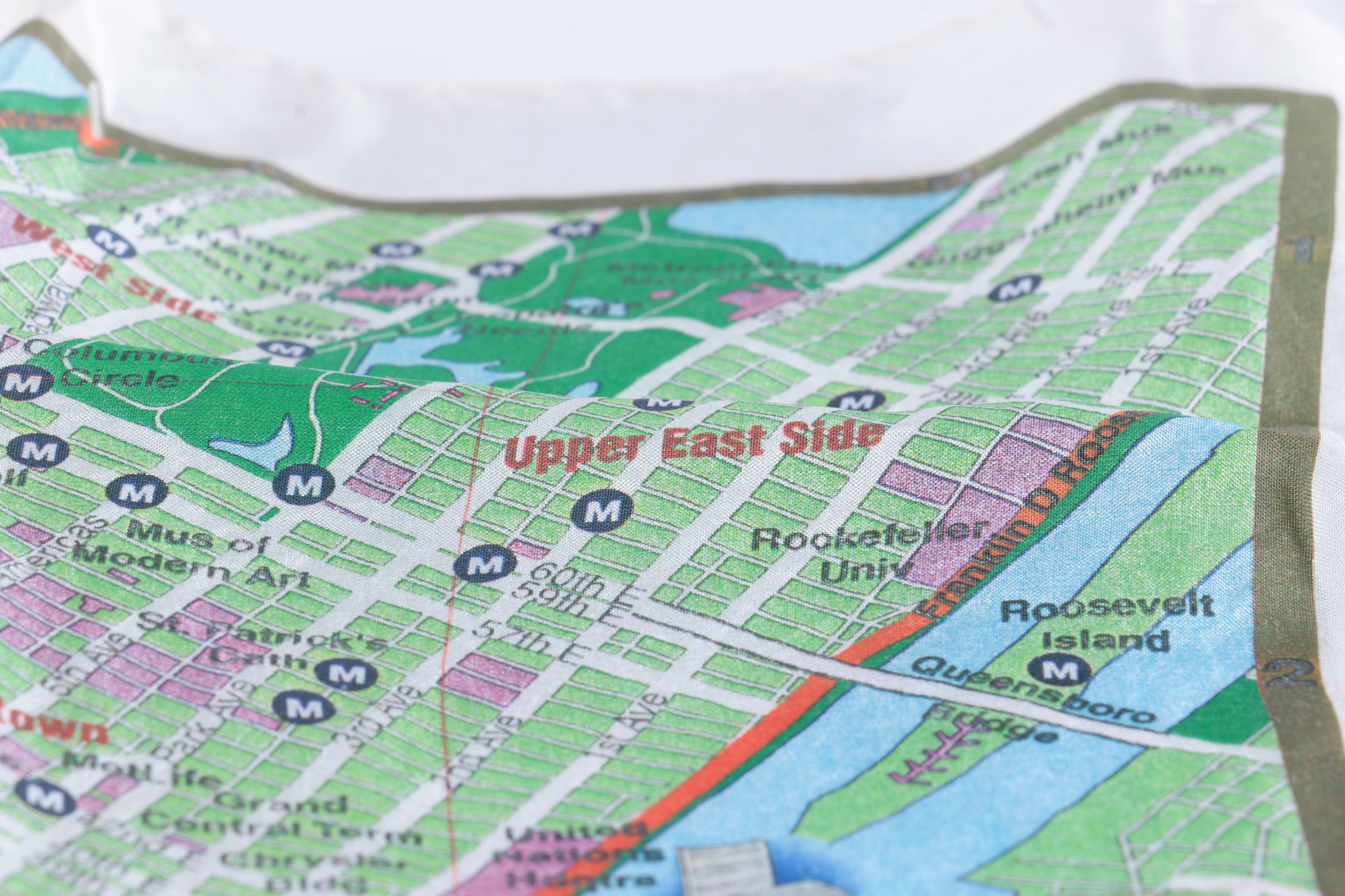 N.Y.C. and London Map Silk Handkerchief