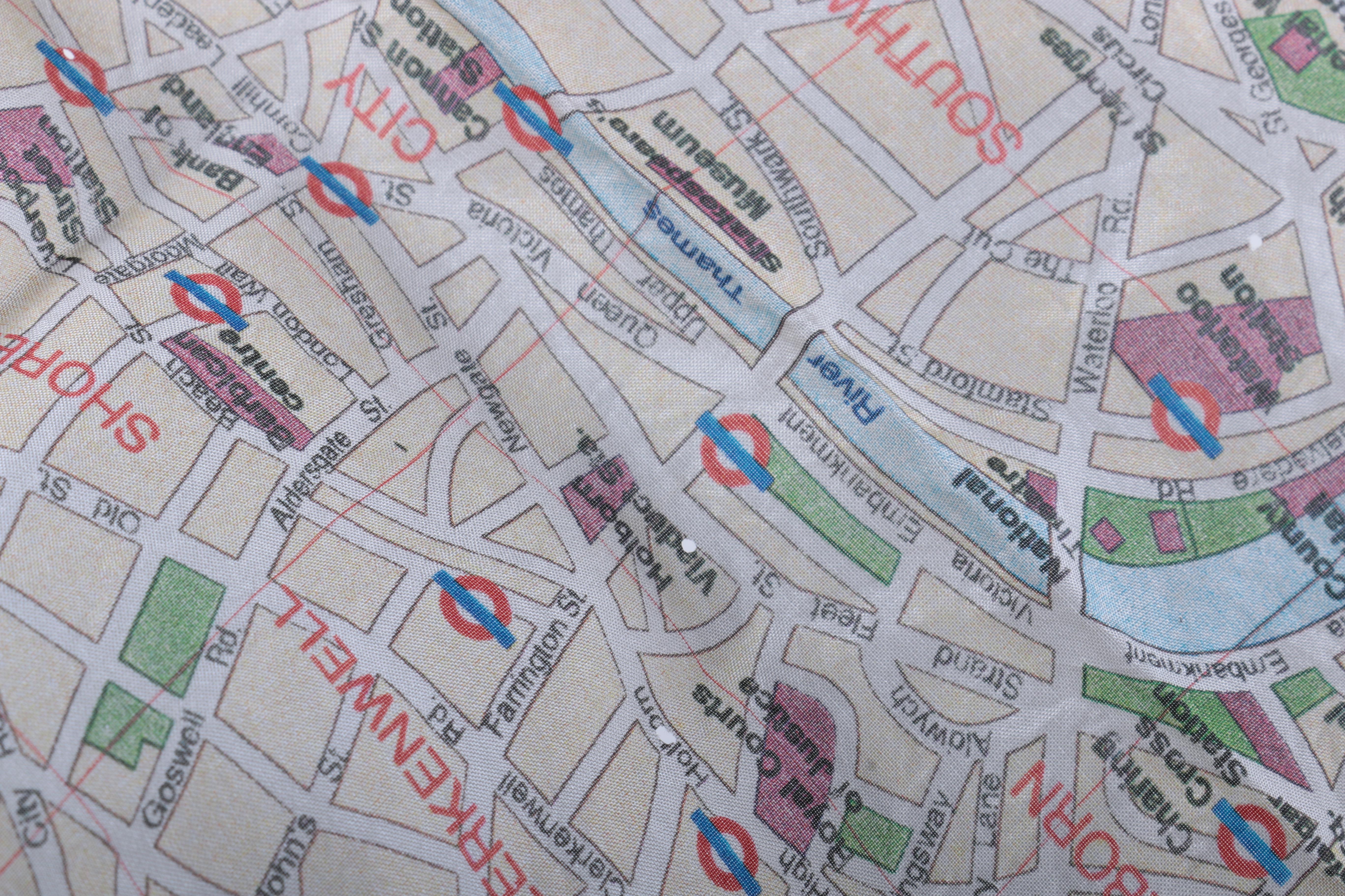 N.Y.C. and London Map Silk Handkerchief