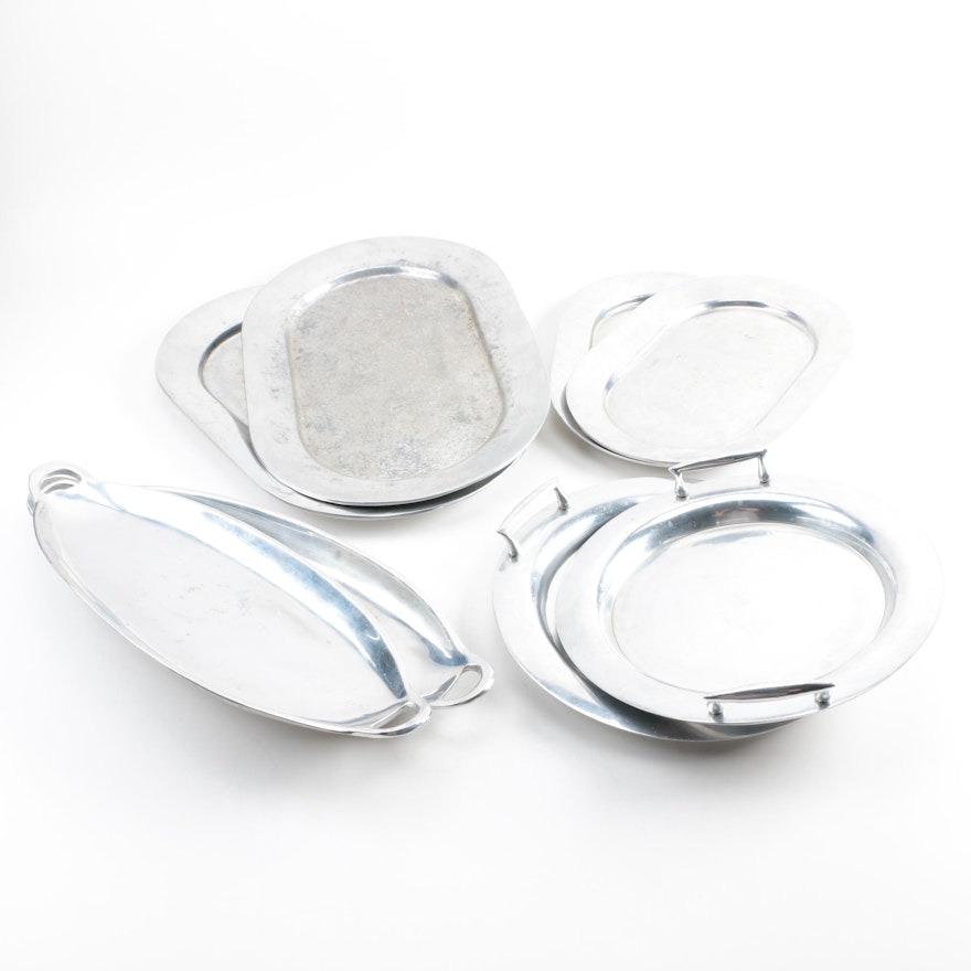 Assortment of Stainless Steel Serving Trays