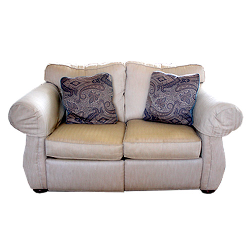 MotionCraft Reclining Loveseat Upholstered in Cream Herringbone