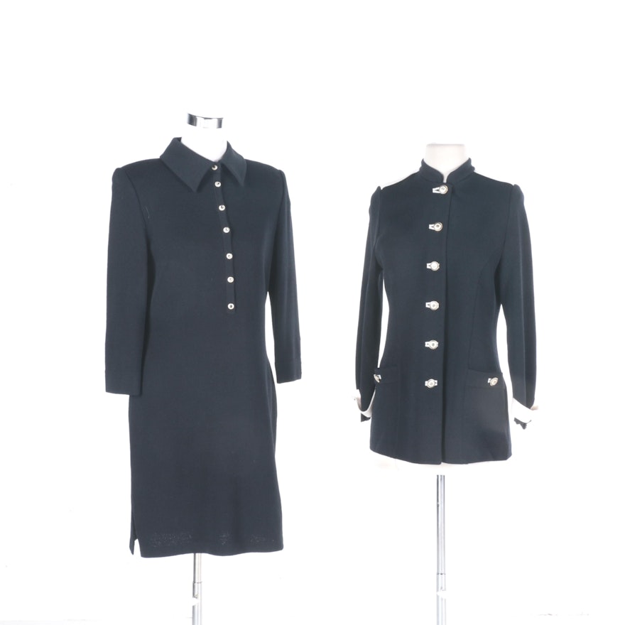 St. John Collection Black Knit Dress and Jacket