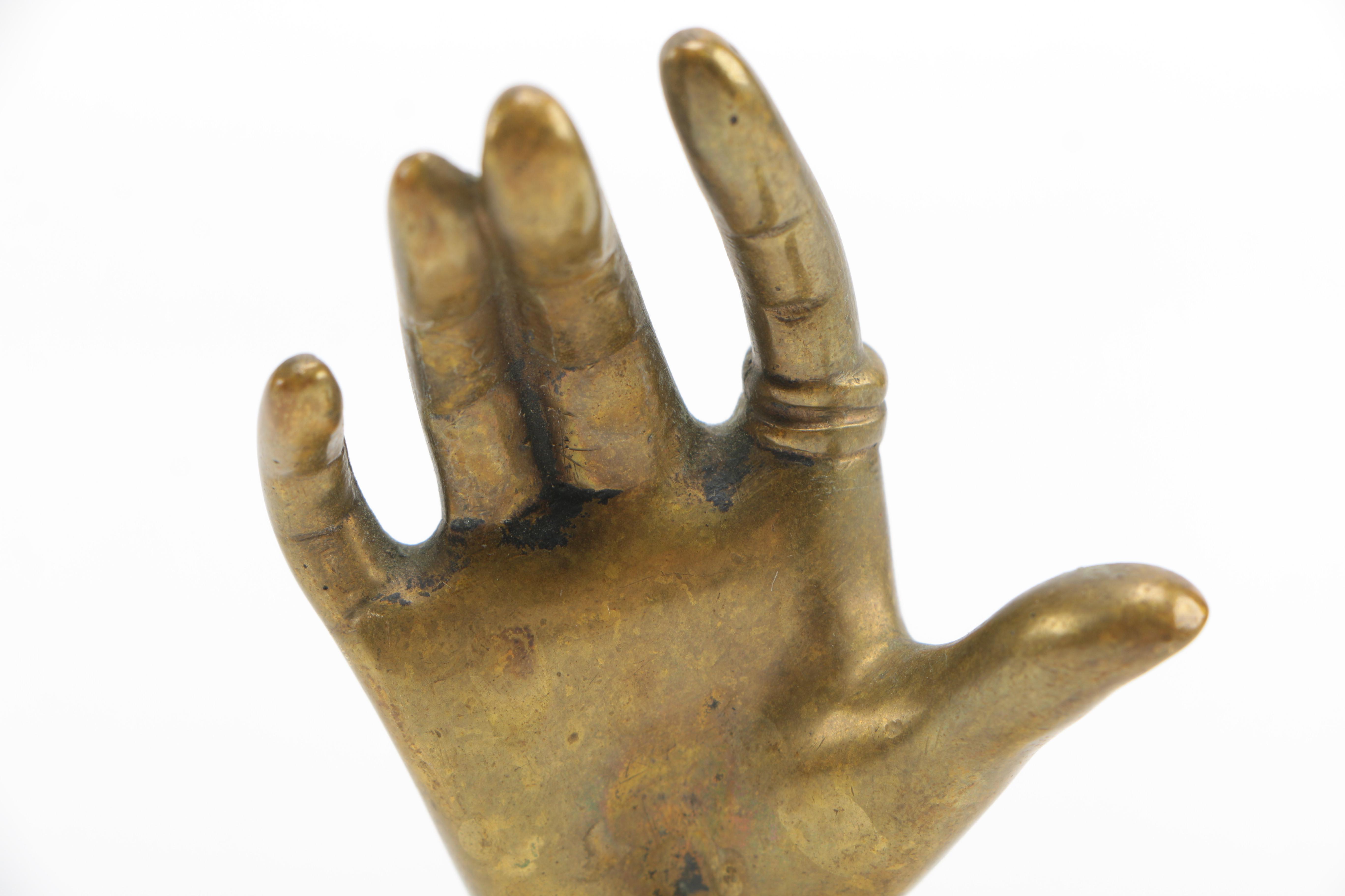 Brass Hand with Agate Base