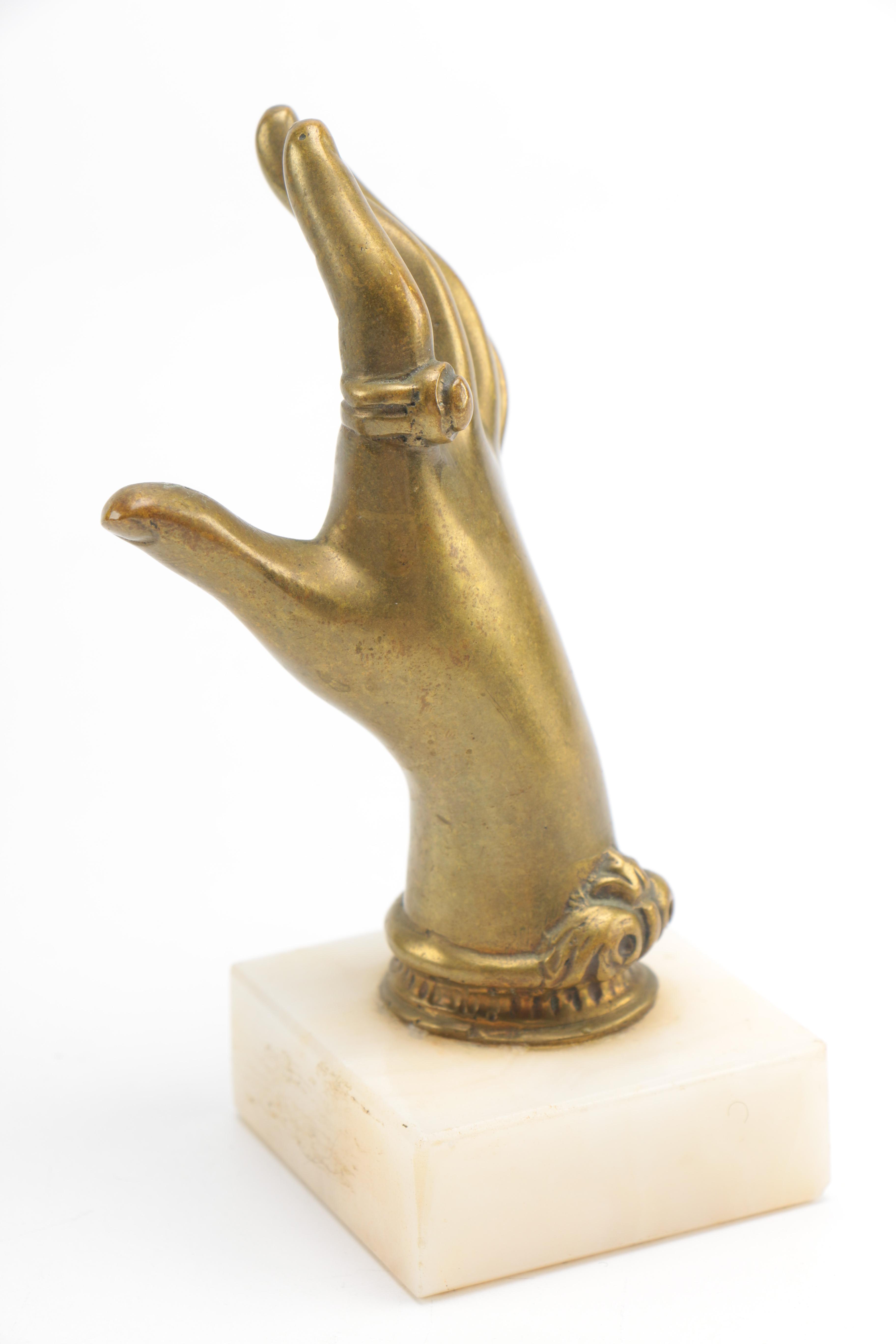 Brass Hand with Agate Base