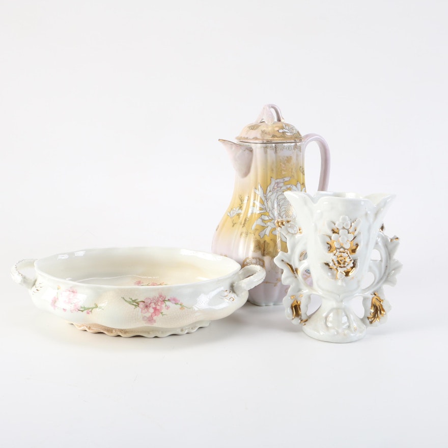 Japanese Porcelain Hot Water Jug and Other Decor