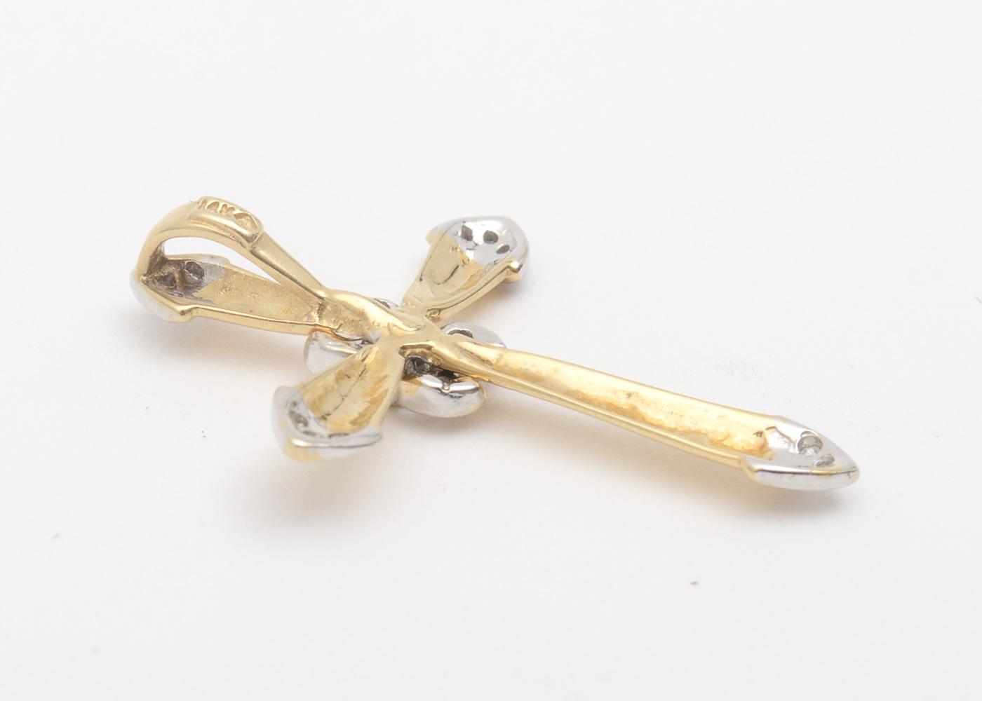 14K Two-Tone Gold and Diamond Cross Pendant