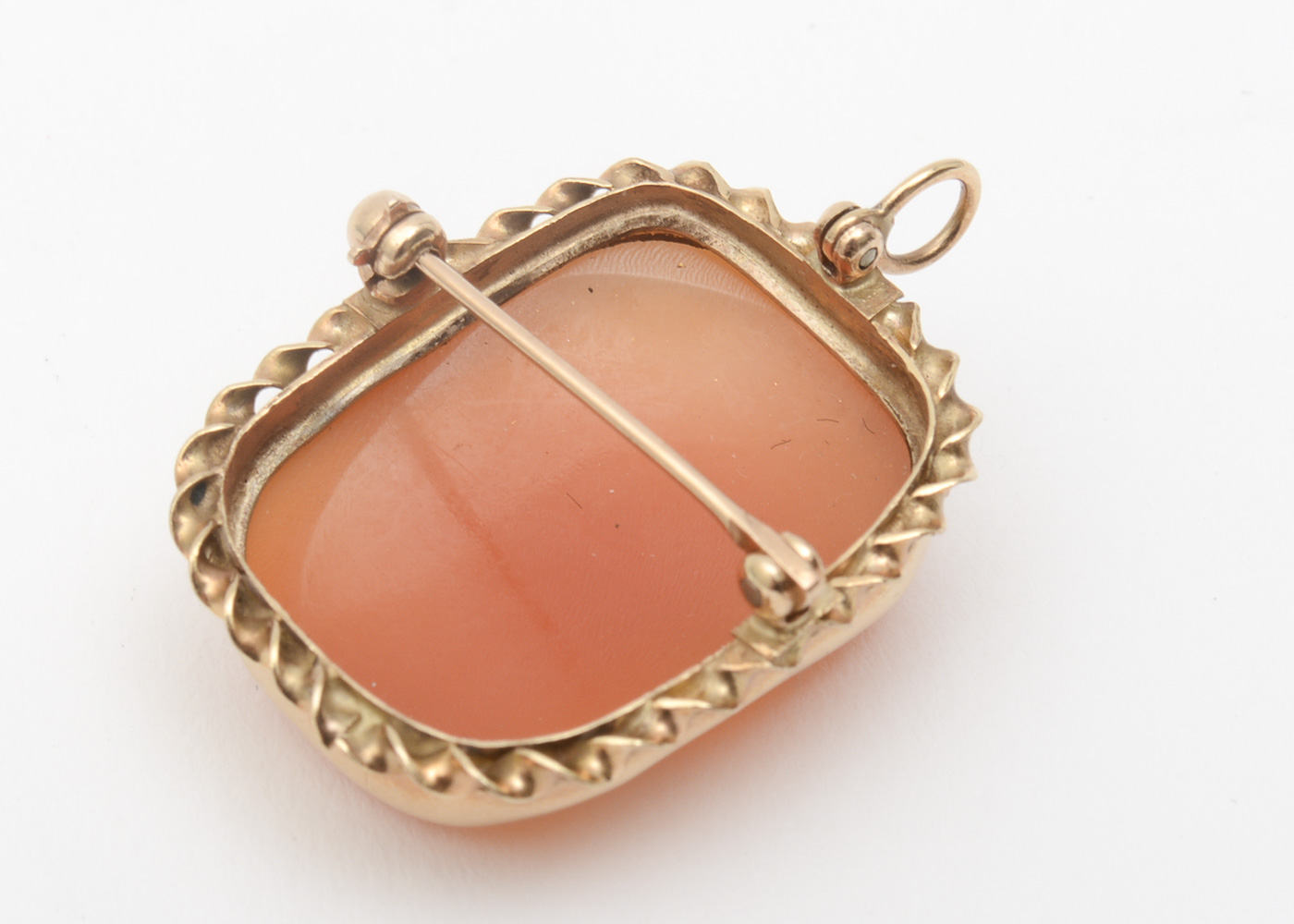 Vintage 14K Yellow Gold and Carved Shell Cameo Pendant Brooch