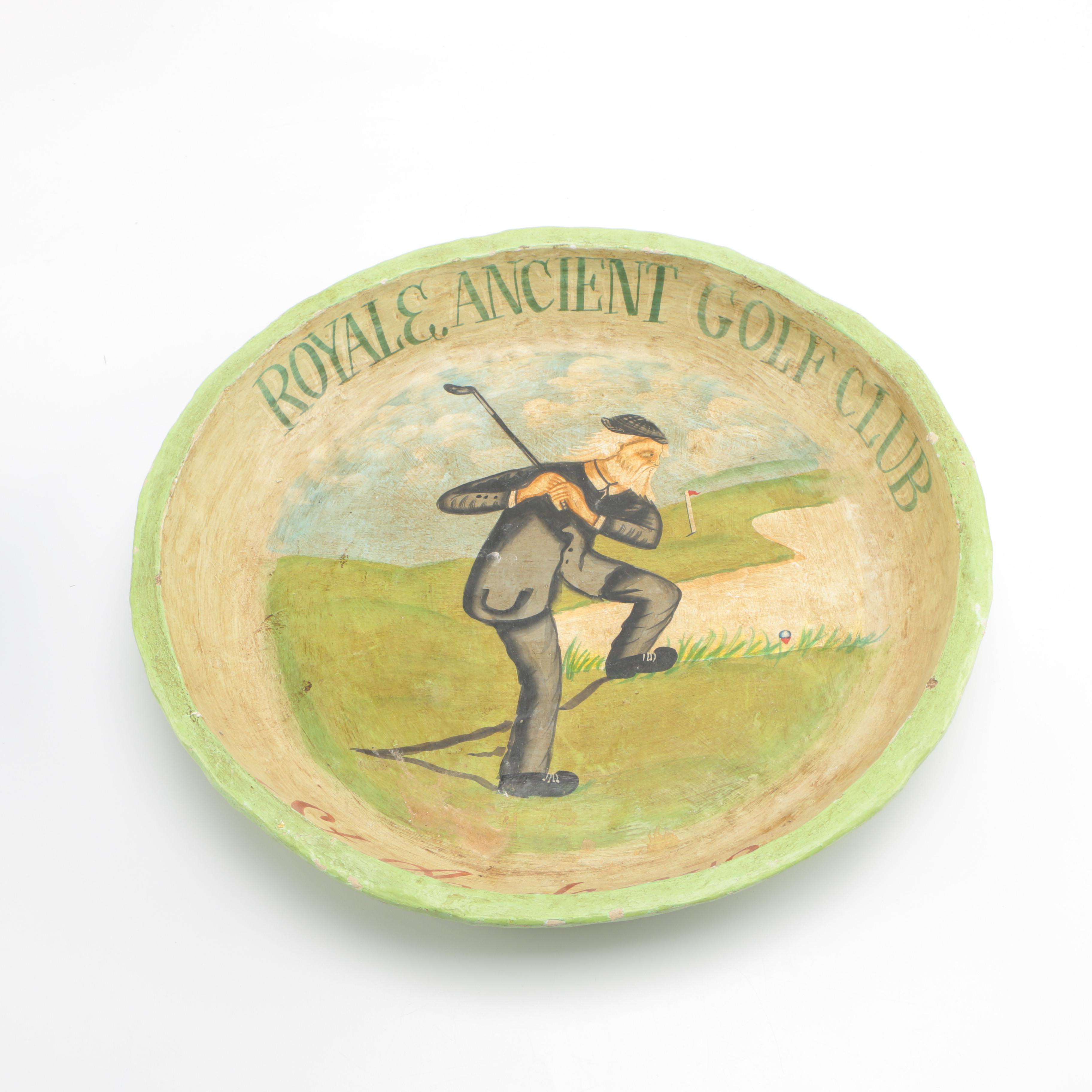Painted Wooden Bowl Inscribed "Royal Ancient Golf Club St Andrews"
