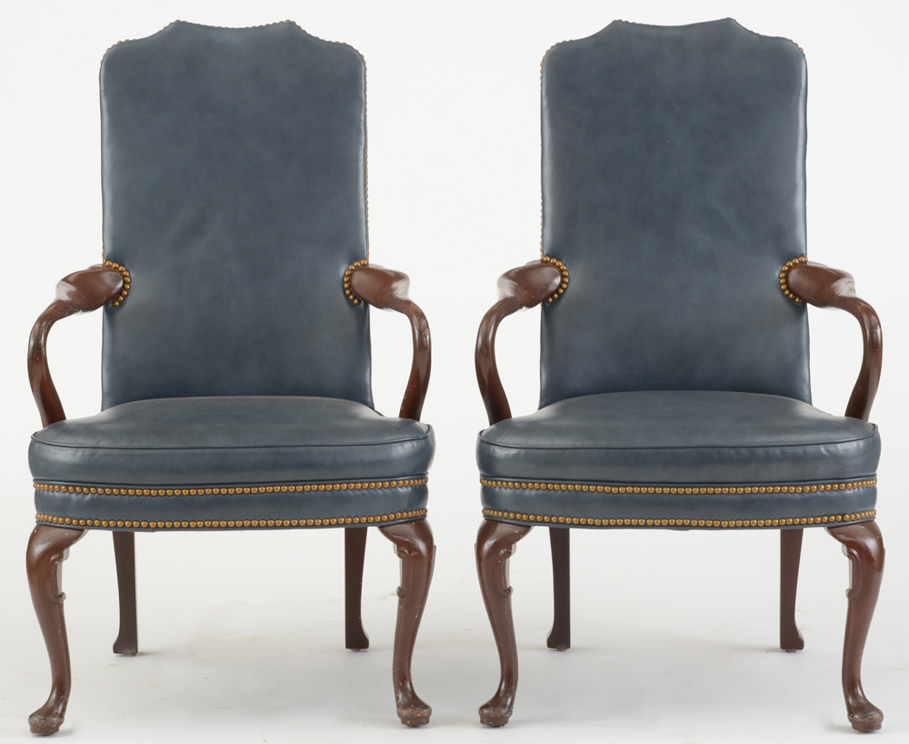 Queen Anne Style Upholstered Armchairs