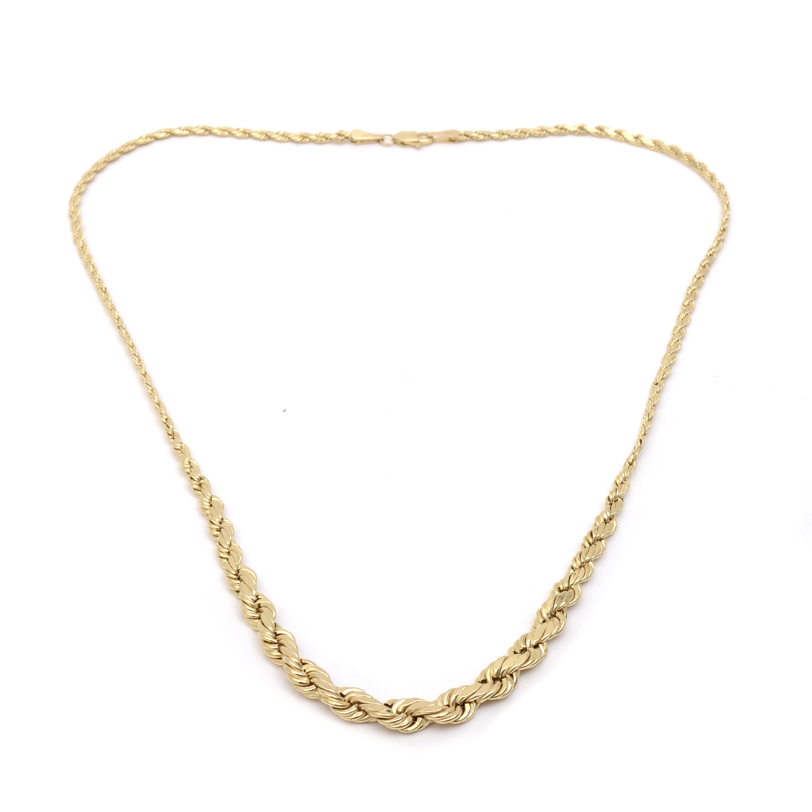 14K Yellow Gold Graduated Rope Chain