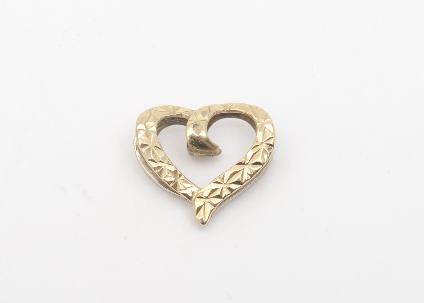 10K Two-Tone Gold Double Sided Open Heart Pendant