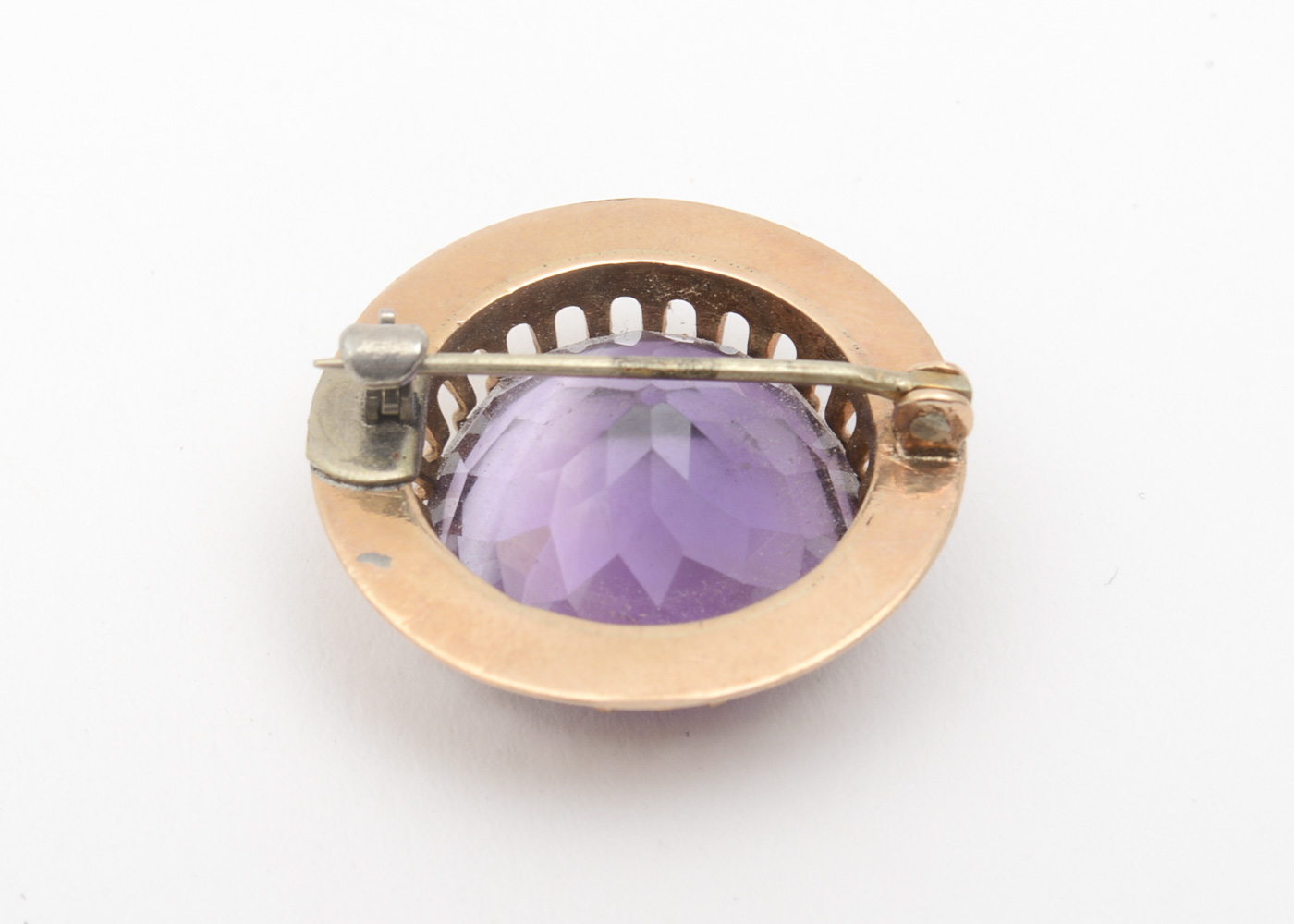 Vintage 14K Yellow Gold and 10.90 CTS Amethyst Brooch