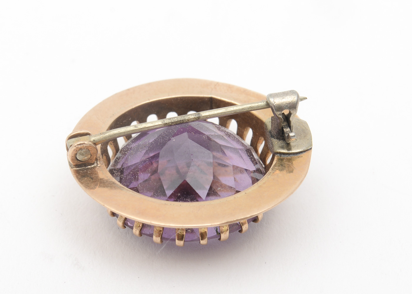 Vintage 14K Yellow Gold and 10.90 CTS Amethyst Brooch